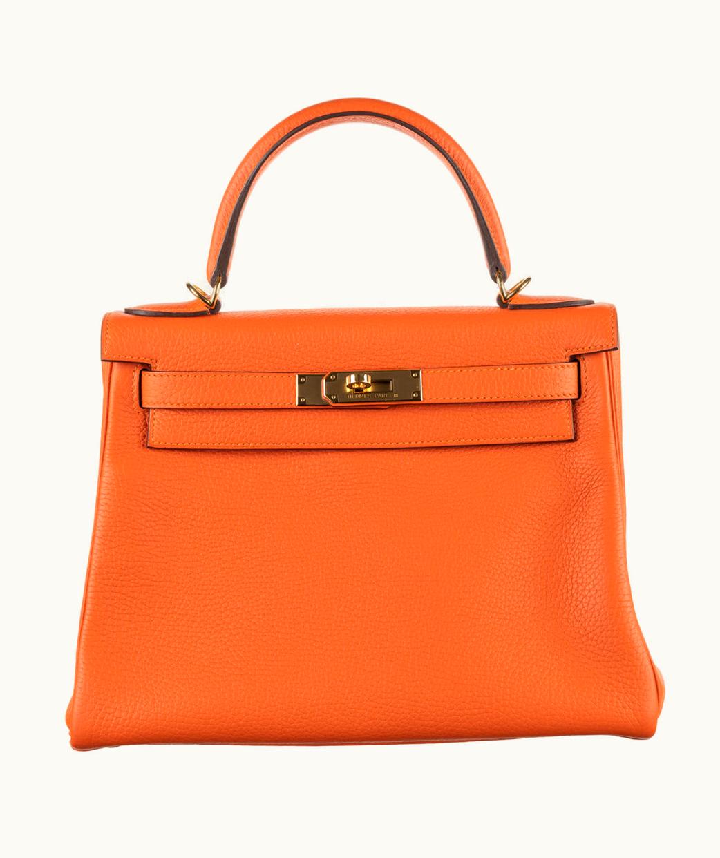 Hermès Hermès Kelly 28cm - Feu - Clemence - Retourne - Gold (GHW)