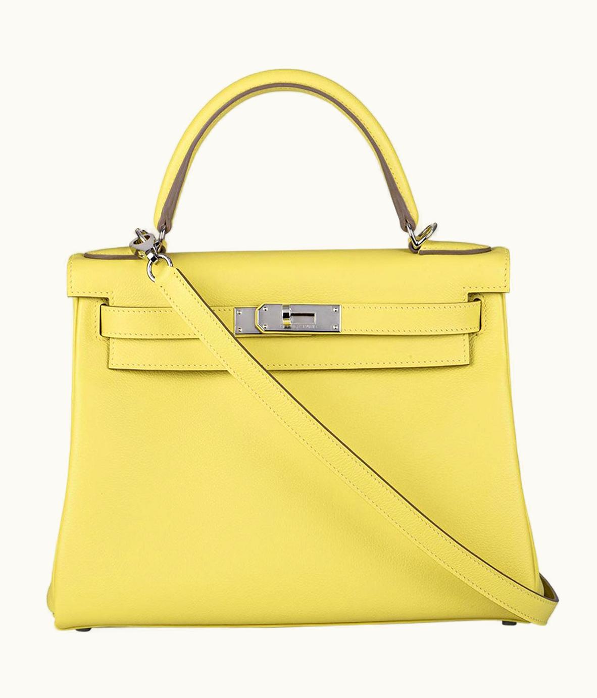 Hermès Hermès Kelly 28cm - Lime - Clemence - Retourne - Palladium (PHW)