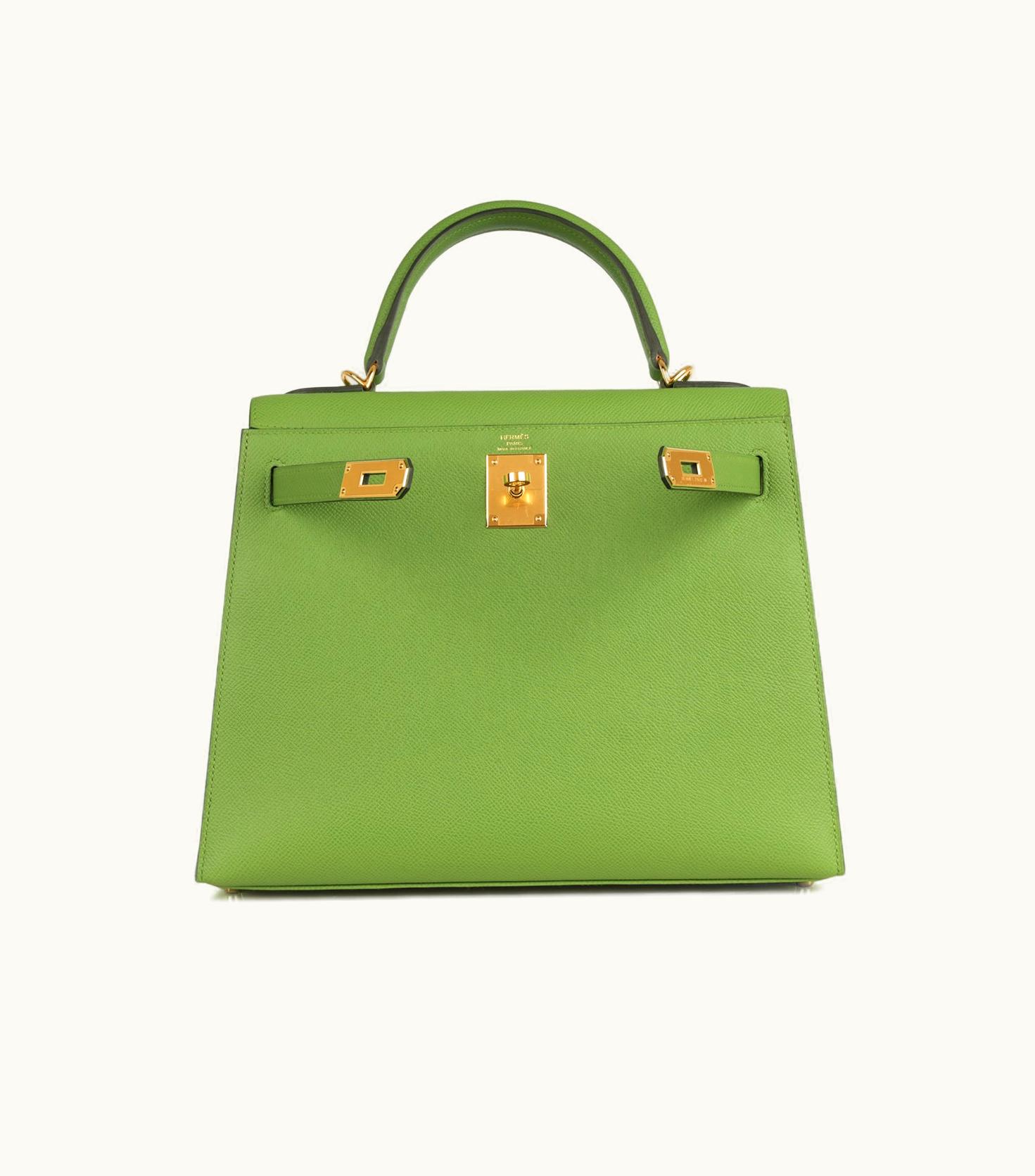 Hermès Hermès Kelly 28cm - Vert Yucca - Clemence - Sellier - Palladium (PHW)