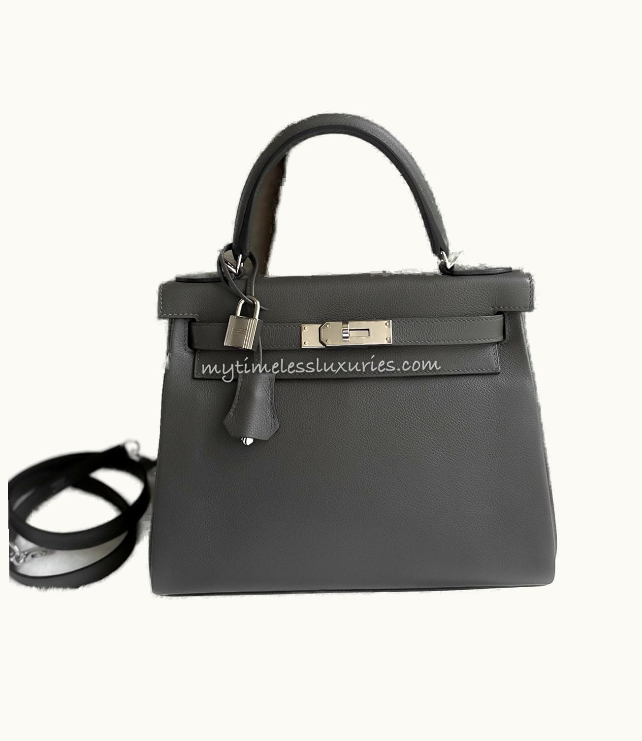 Hermès Hermès Kelly 28cm - Vert de Gris - Clemence - Sellier - Palladium (PHW)