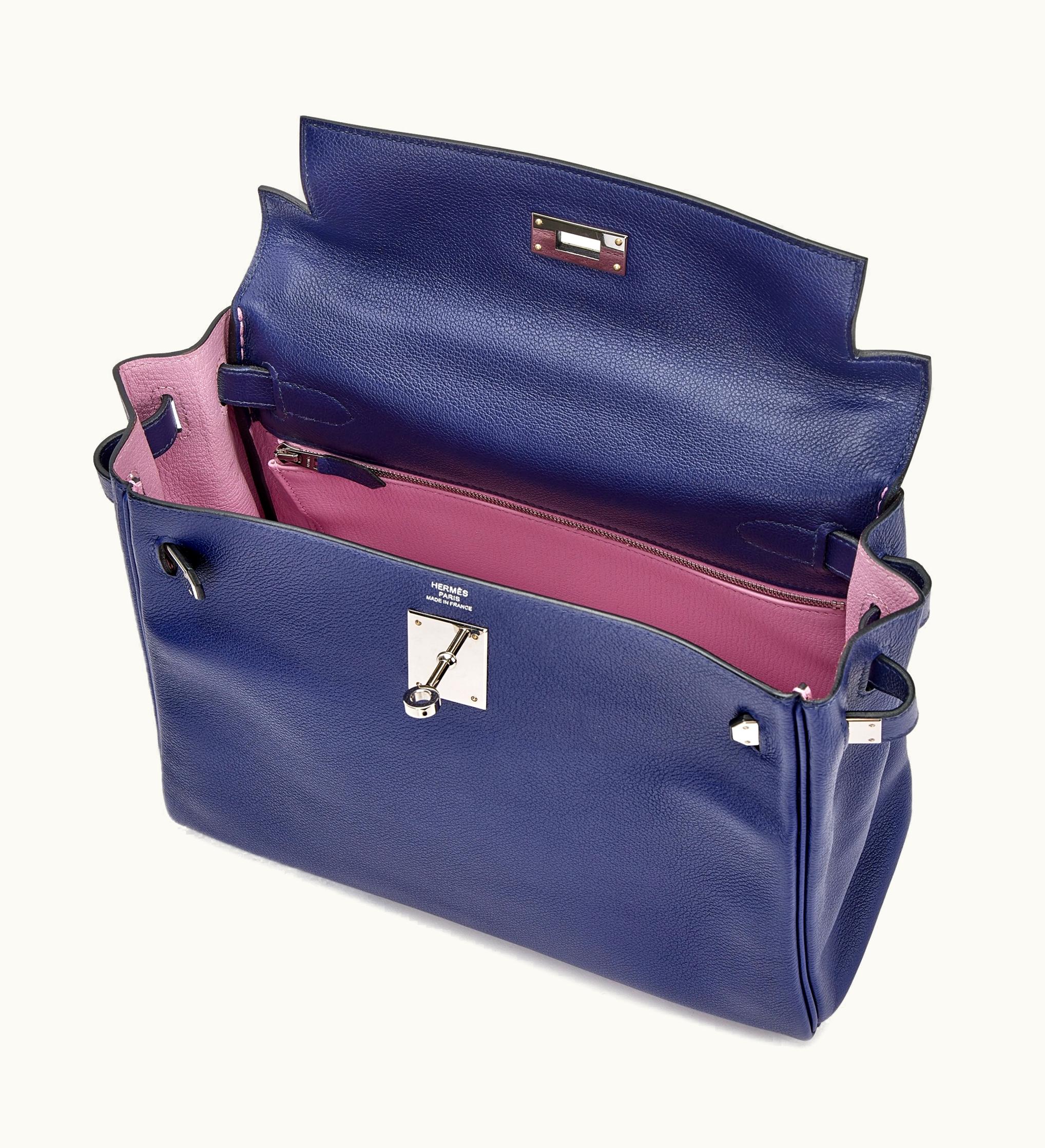 Hermès Hermès Kelly 28cm - Mauve Sylvestre - Epsom - Retourne - Palladium (PHW)
