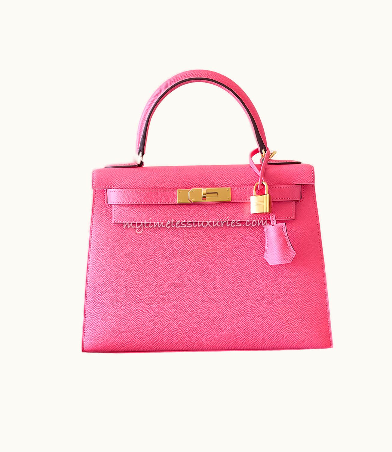 Hermès Hermès Kelly 28cm - Rose Azalee - Clemence - Sellier - Gold (GHW)