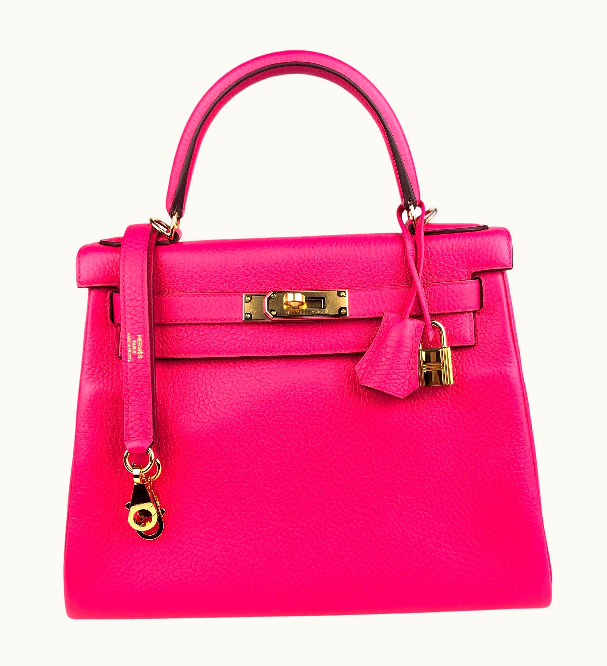 Hermès Hermès Kelly 28cm - Rose Extreme - Clemence - Sellier - Gold (GHW)