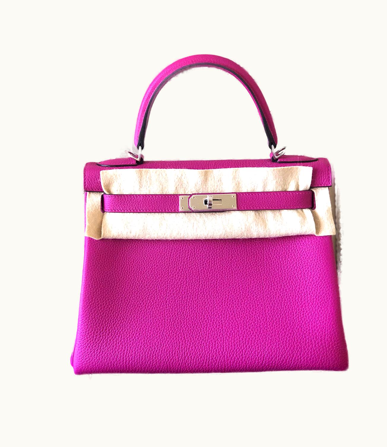 Hermès Hermès Kelly 28cm - Rose Pourpre - Clemence - Sellier - Palladium (PHW)