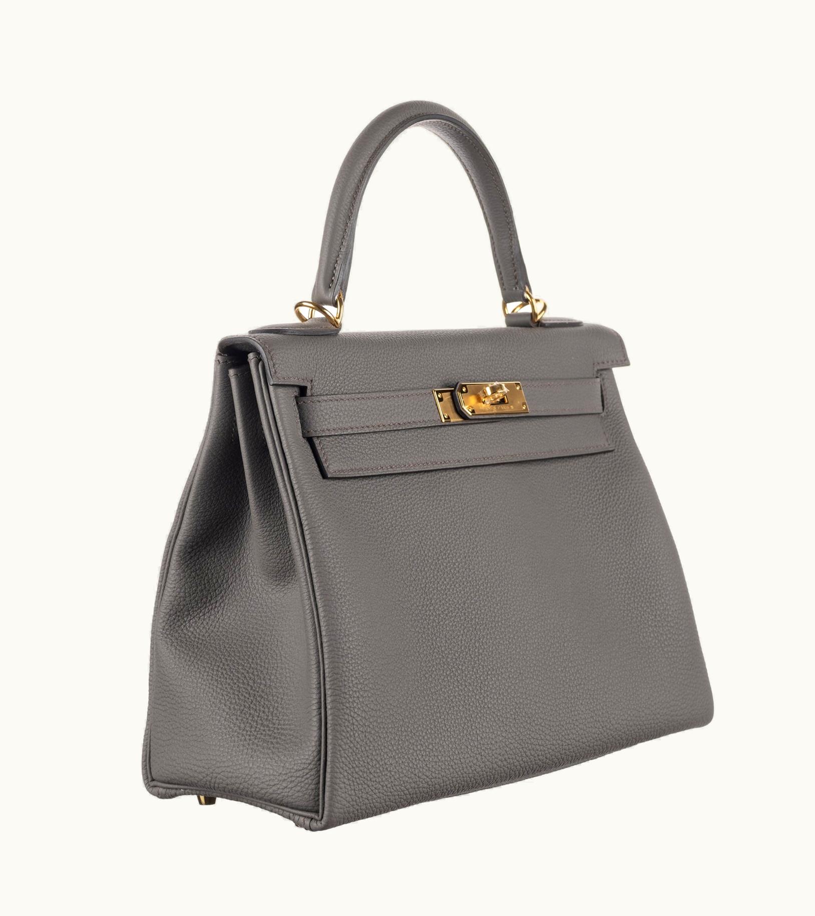 Hermès Hermès Kelly 28cm - Etain - Togo - Retourne - Gold (GHW)