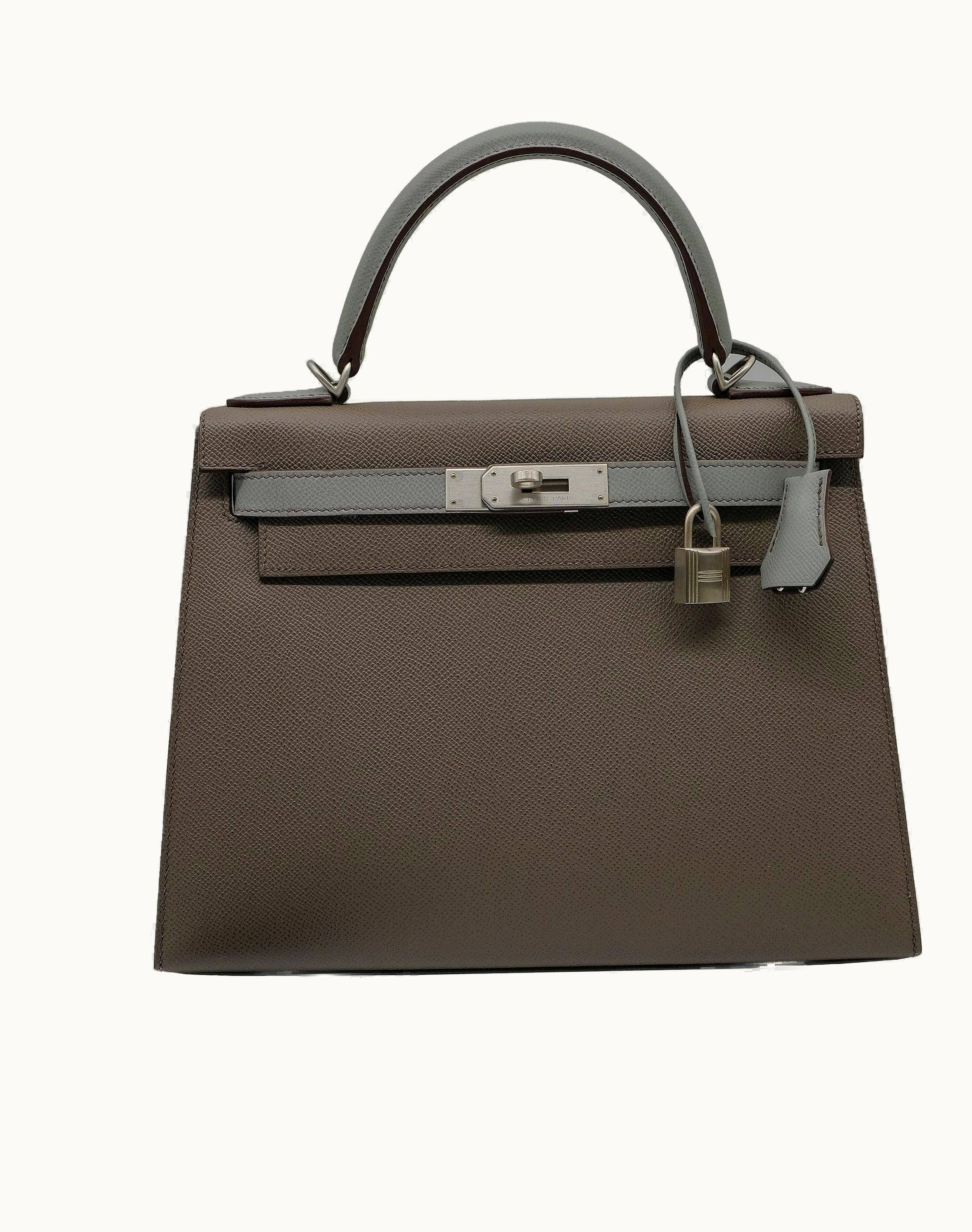 Hermès Hermès Kelly 28cm - Etain - Epsom - Sellier - Palladium (PHW)
