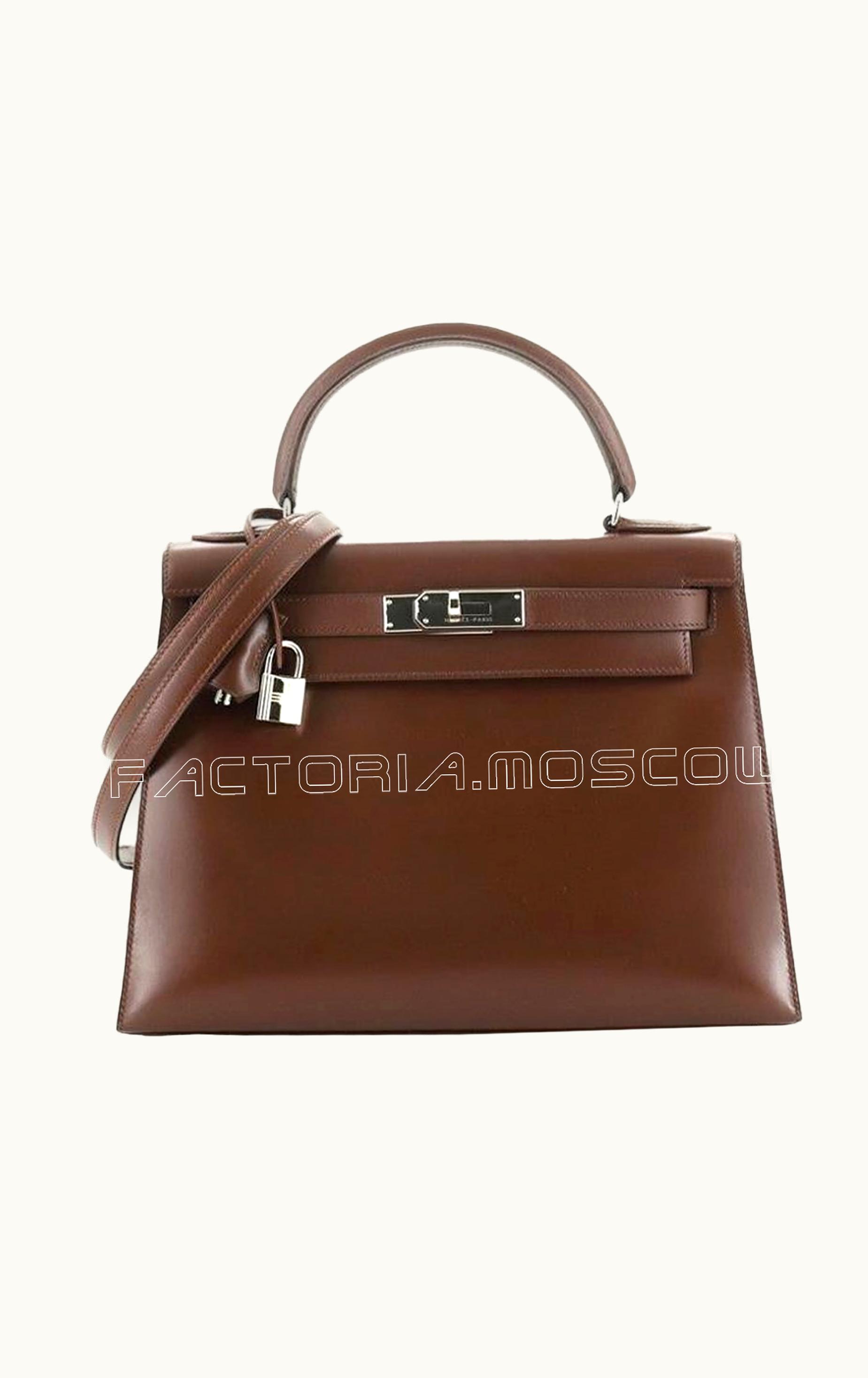 Hermès Hermès Kelly 28cm - Havane - Epsom - Retourne - Palladium (PHW)