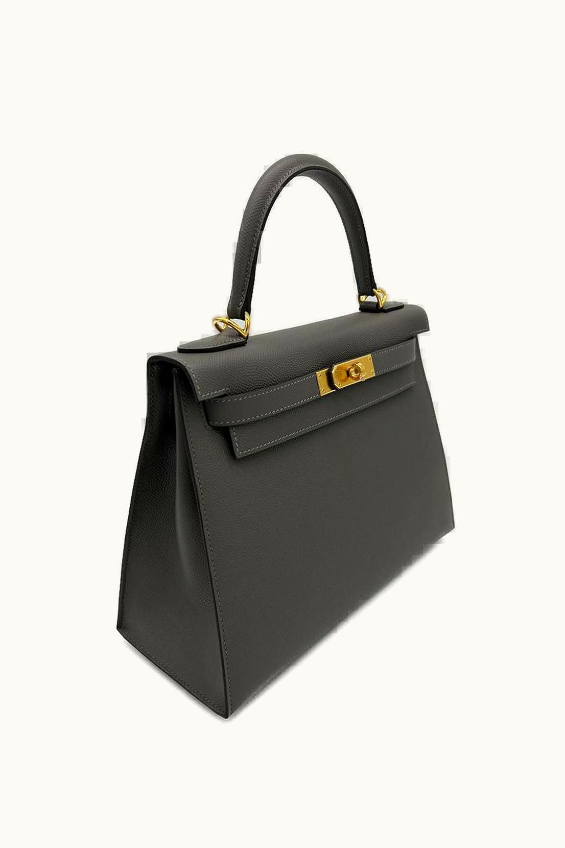 Hermès Hermès Kelly 28cm - Gris Meyer - Swift - Sellier - Gold (GHW)