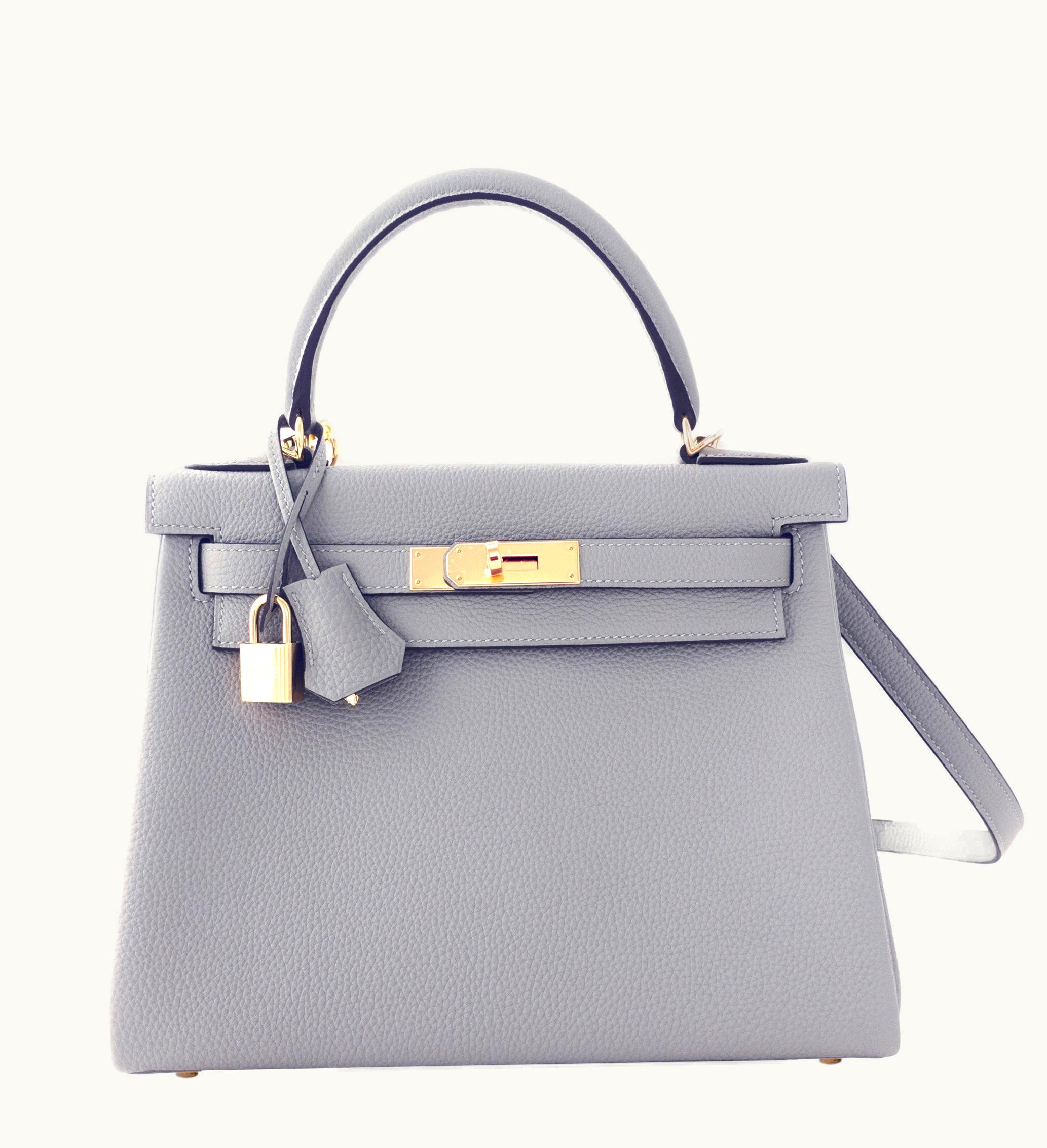 Hermès Hermès Kelly 28cm - Gris Mouette - Swift - Sellier - Gold (GHW)