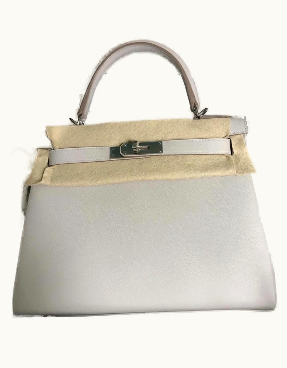 Hermès Hermès Kelly 28cm - Gris Perle - Epsom - Retourne - Palladium (PHW)