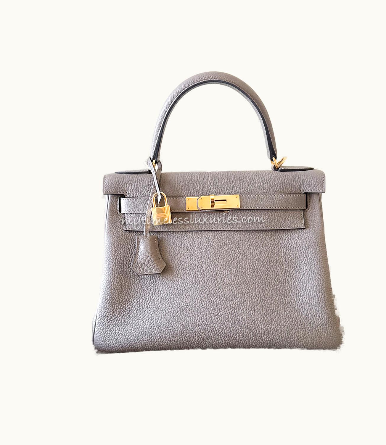 Hermès Hermès Kelly 28cm - Gris Asphalt - Epsom - Retourne - Gold (GHW)