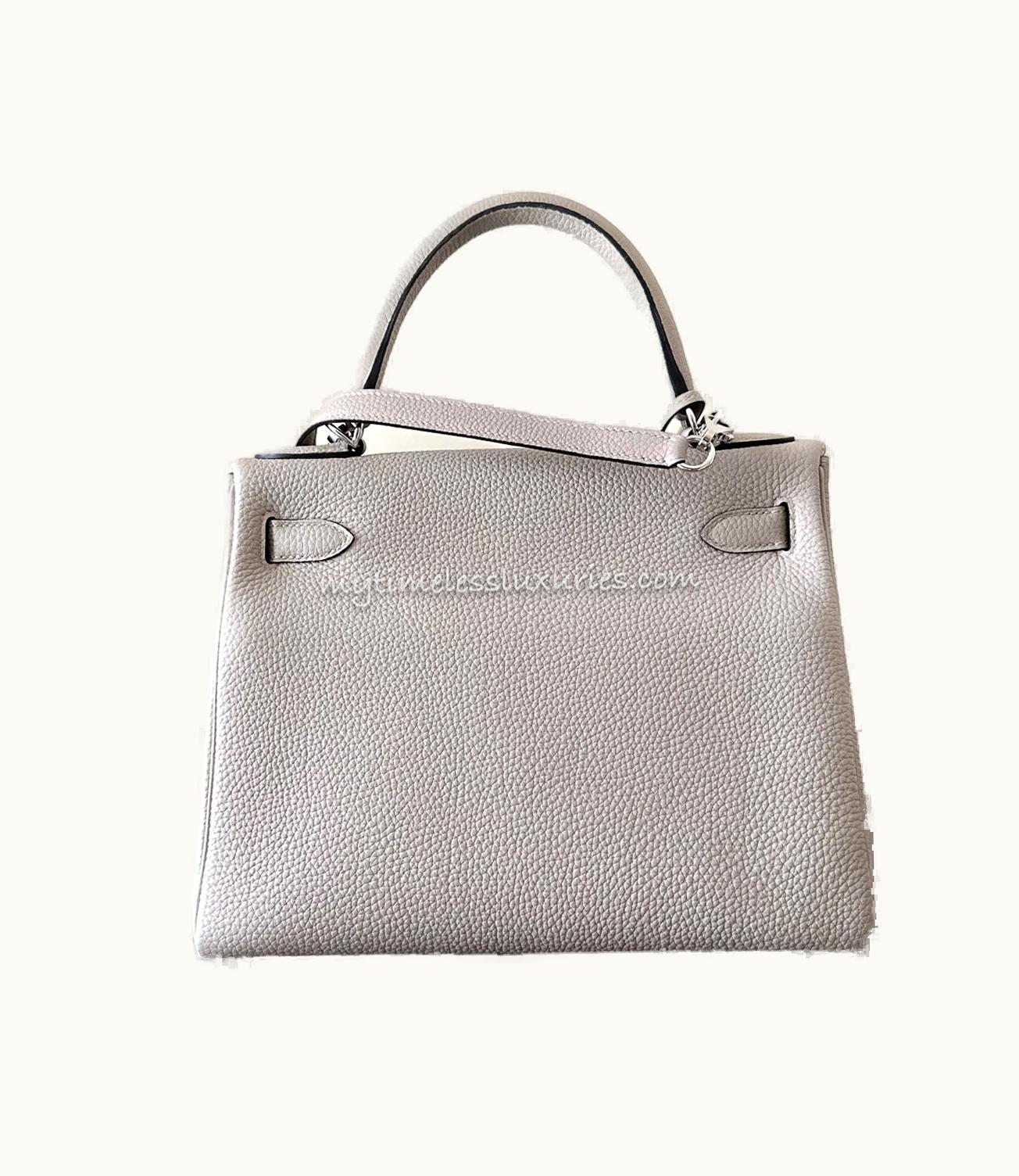 Hermès Hermès Kelly 28cm - Gris Tourterelle - Swift - Retourne - Palladium (PHW)