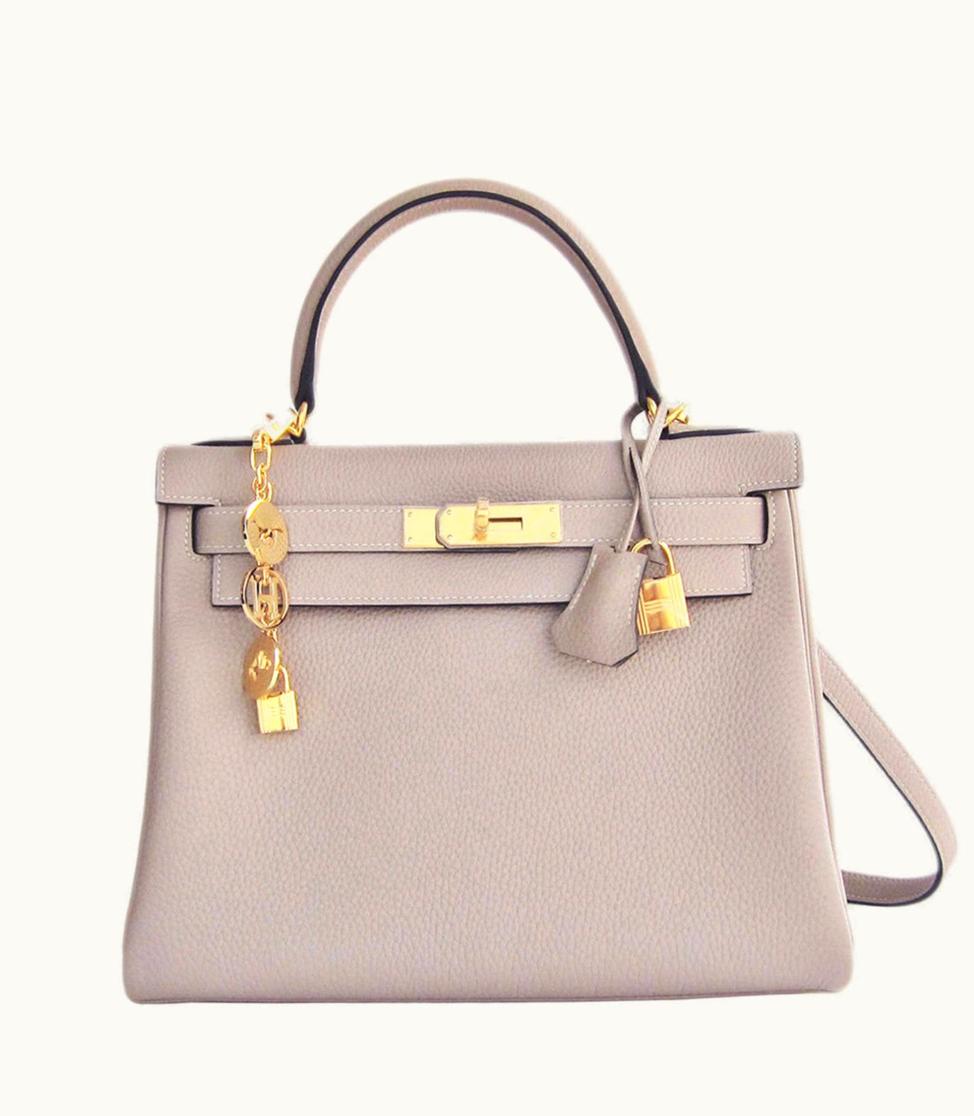 Hermès Hermès Kelly 28cm - Gris Tourterelle - Swift - Sellier - Gold (GHW)