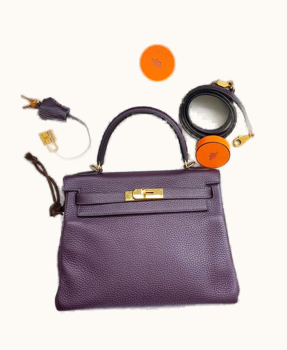 Hermès Hermès Kelly 28cm - Raisin - Epsom - Sellier - Gold (GHW)