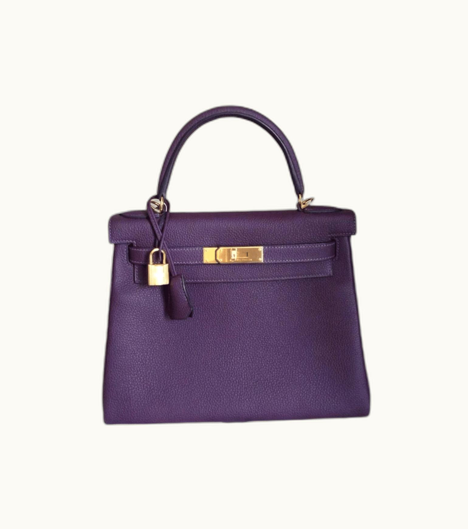 Hermès Hermès Kelly 28cm - Raisin - Swift - Retourne - Gold (GHW)