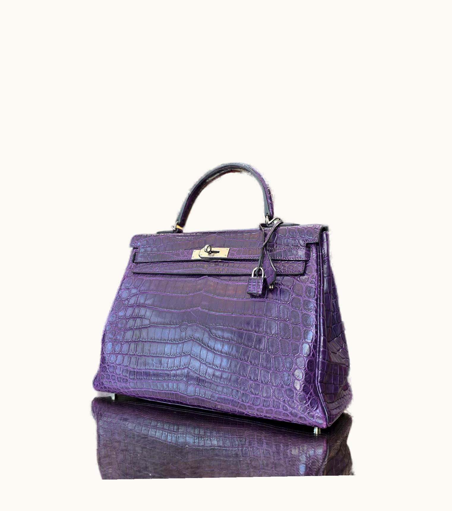 Hermès Hermès Kelly 28cm - Amethyst - Swift - Retourne - Palladium (PHW)
