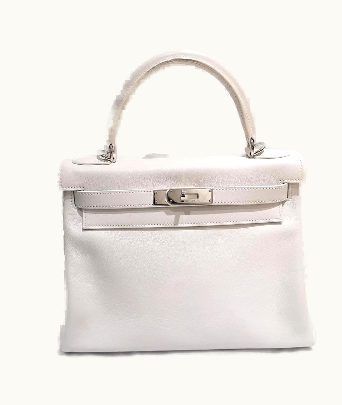 Hermès Hermès Kelly 28cm - Blanc - Clemence - Retourne - Palladium (PHW)