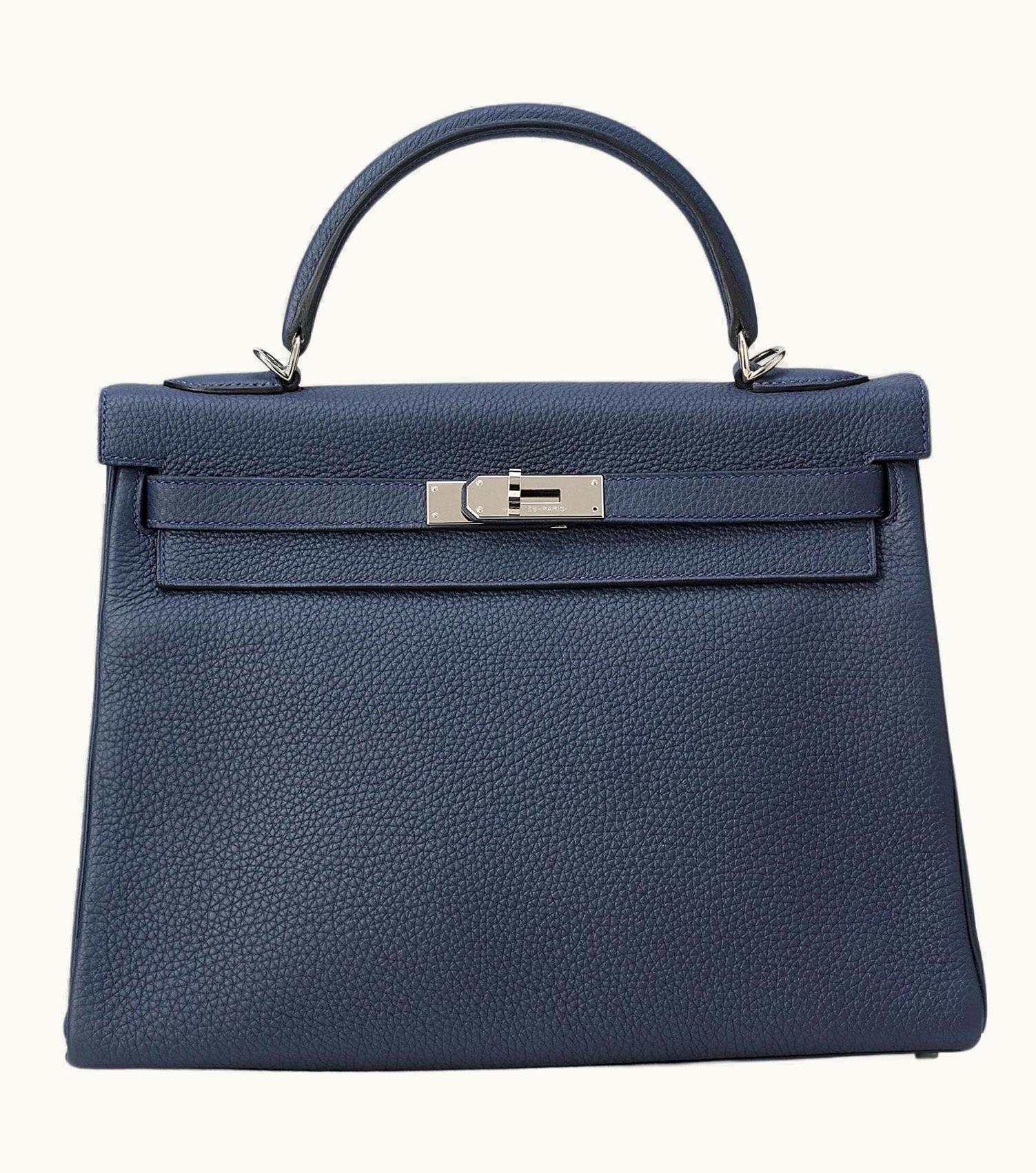 Hermès Hermès Kelly 32cm - Bleu Nuit - Togo - Retourne - Palladium (PHW)