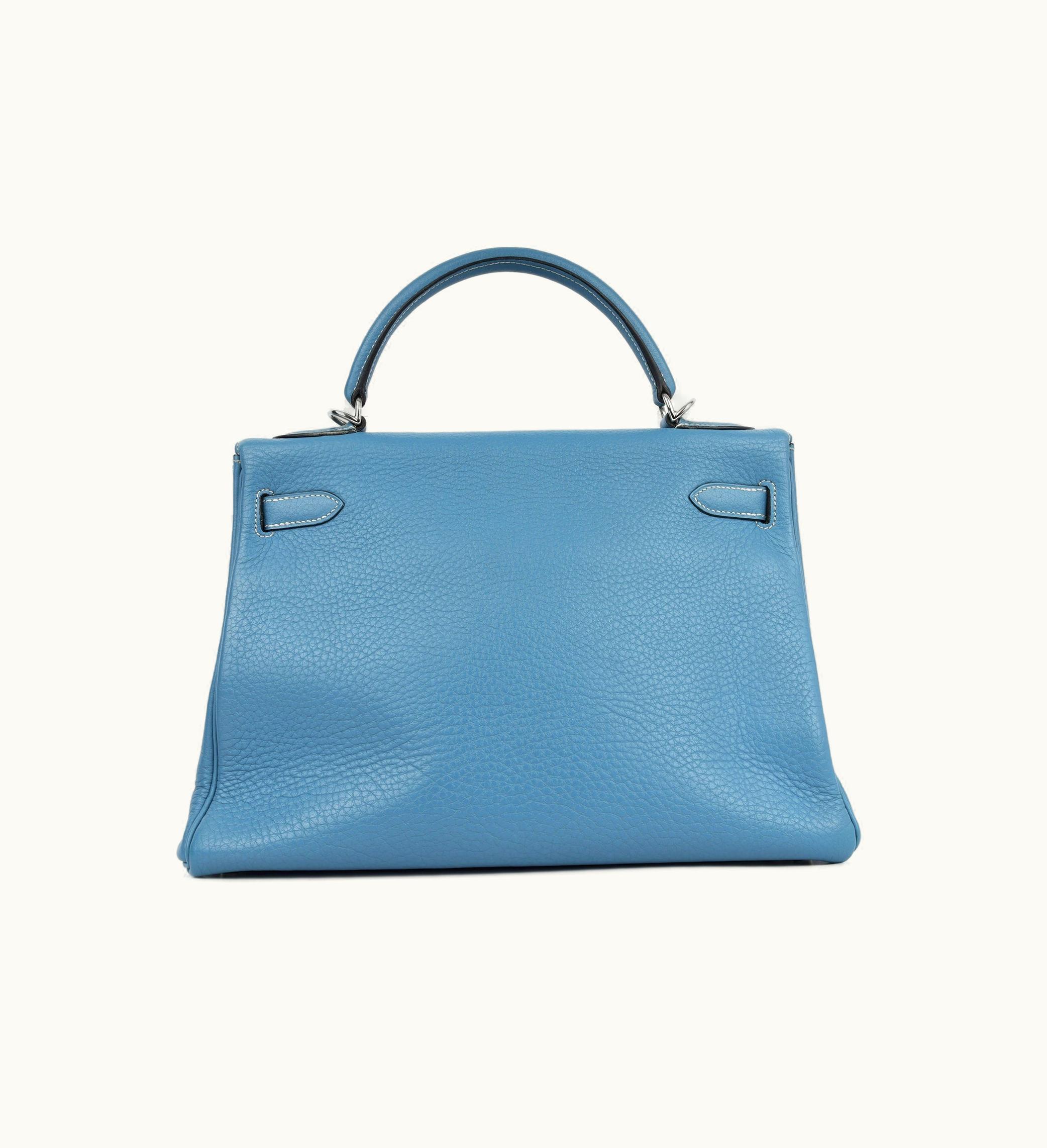 Hermès Hermès Kelly 32cm - Bleu Jean - Swift - Retourne - Palladium (PHW)