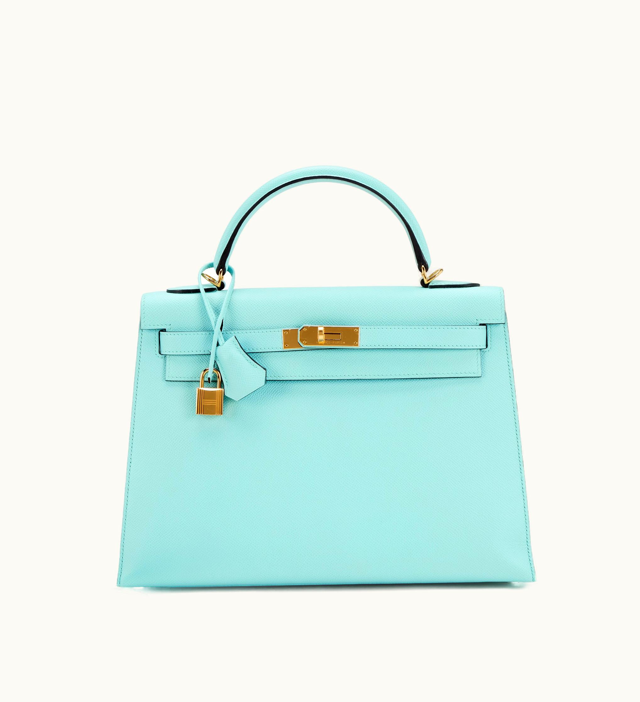 Hermès Hermès Kelly 32cm - Bleu Atoll - Clemence - Sellier - Gold (GHW)