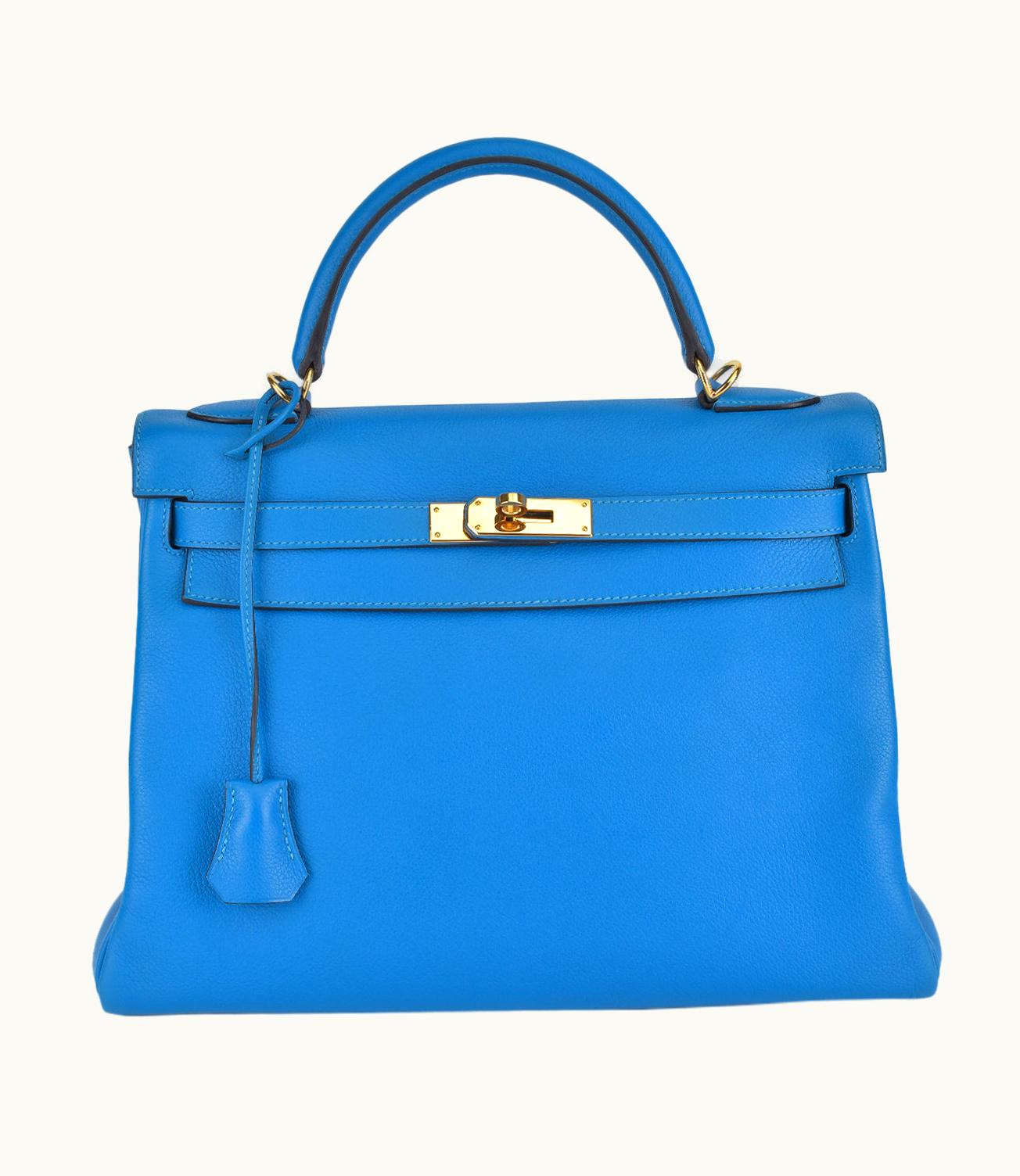 Hermès Hermès Kelly 32cm - Bleu Zanzibar - Togo - Retourne - Gold (GHW)