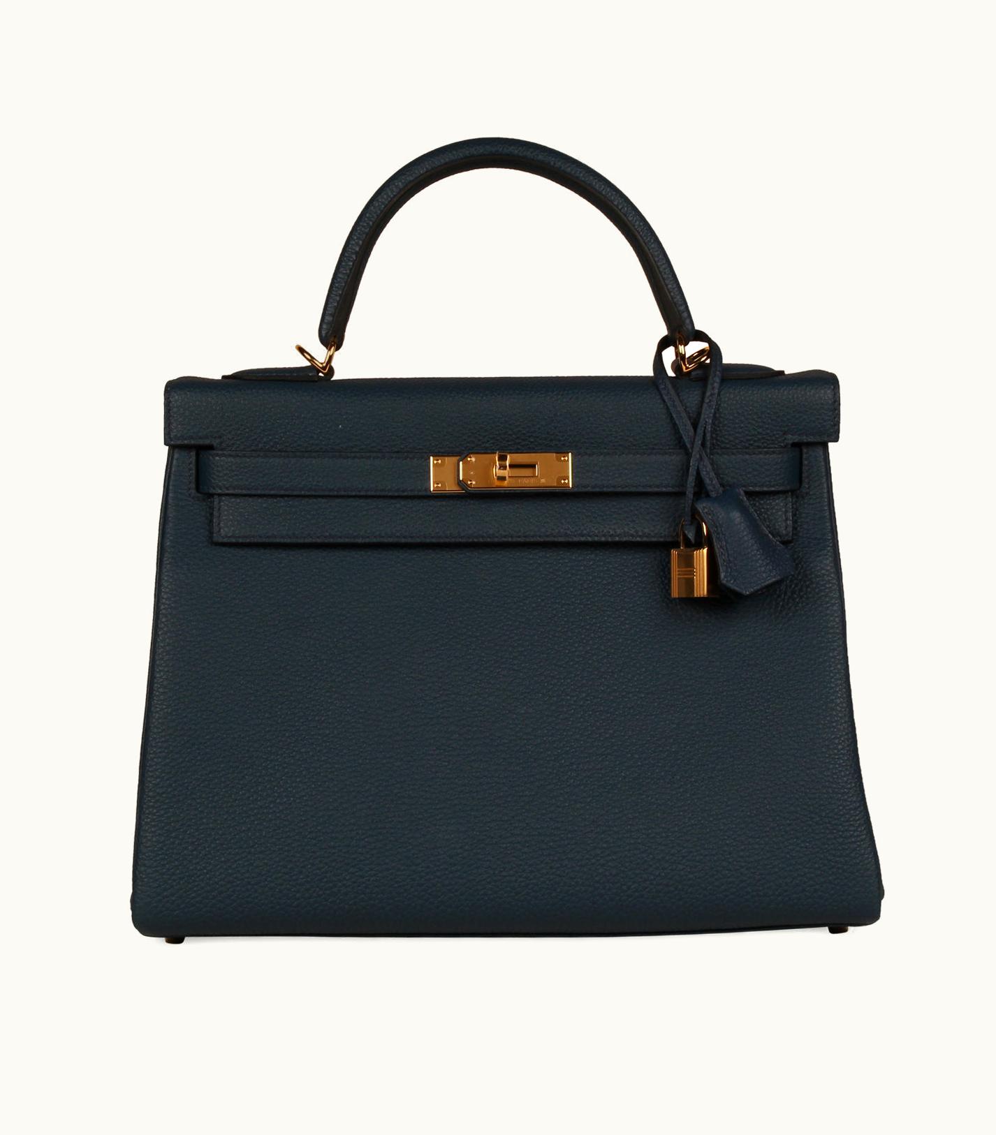 Hermès Hermès Kelly 32cm - Bleu de Prusse - Togo - Retourne - Gold (GHW)