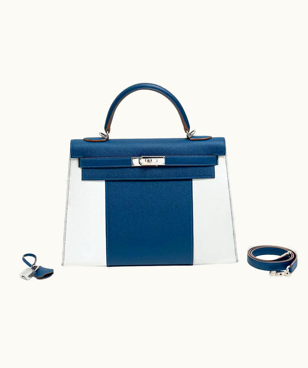 Hermès Hermès Kelly 32cm - Bleu Thalassa - Clemence - Retourne - Palladium (PHW)