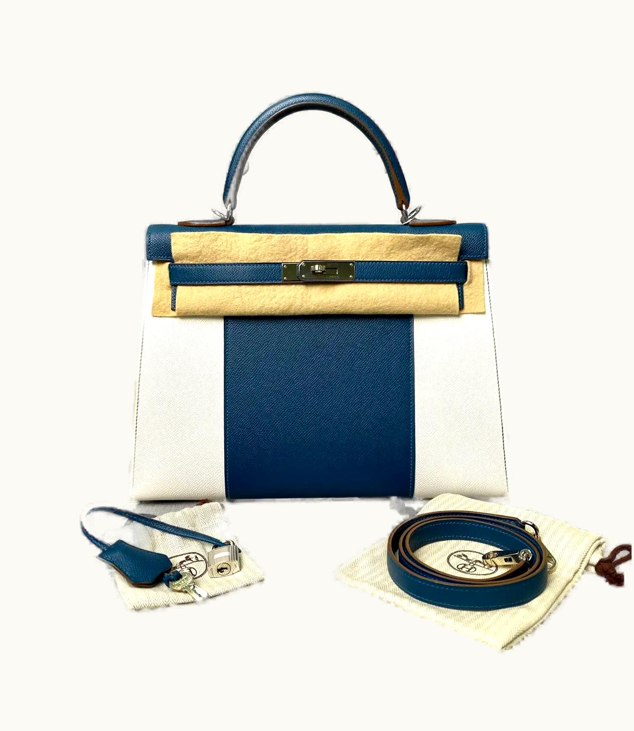Hermès Hermès Kelly 32cm - Bleu Thalassa - Clemence - Sellier - Palladium (PHW)