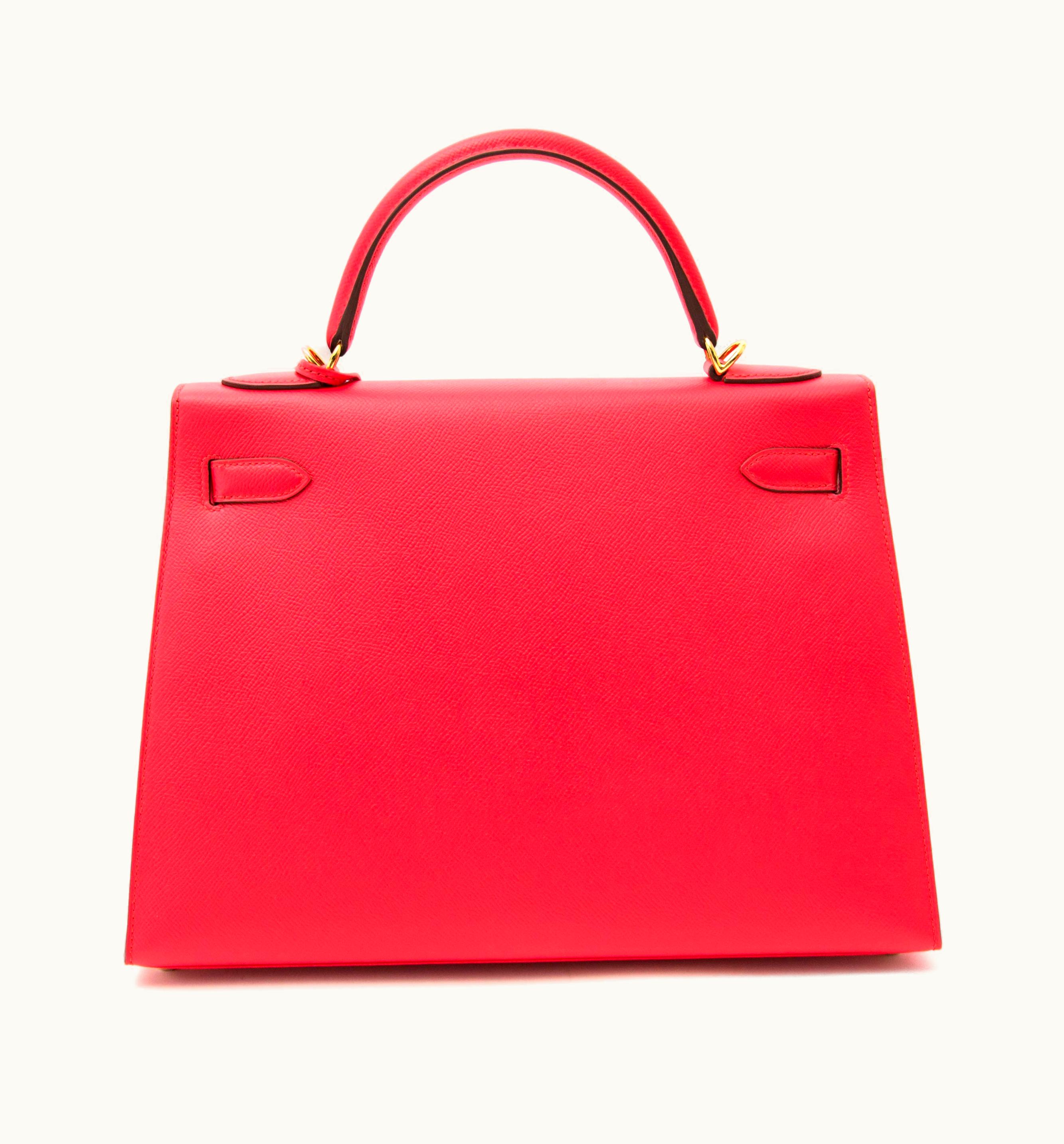 Hermès Hermès Kelly 32cm - Rouge Tomate - Swift - Sellier - Gold (GHW)