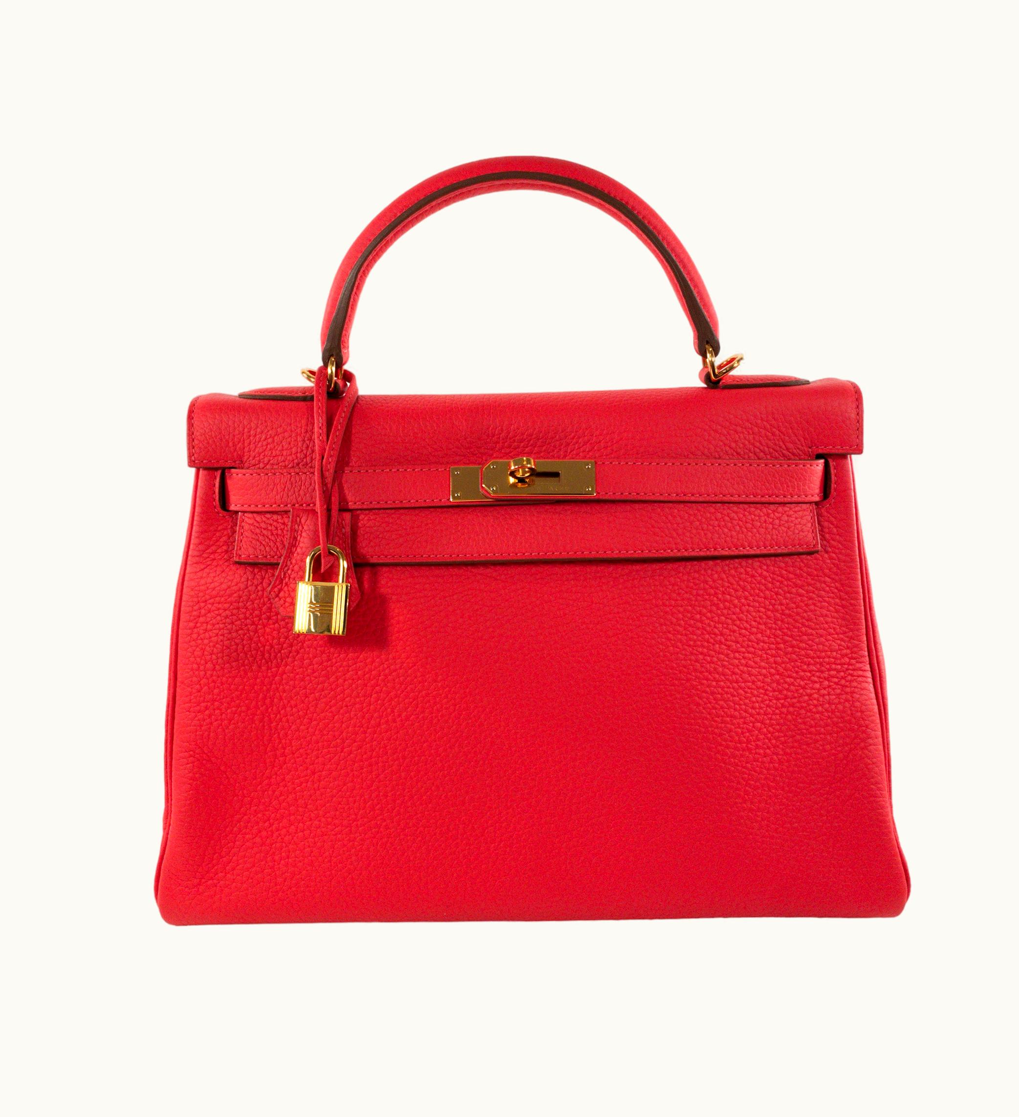 Hermès Hermès Kelly 32cm - Rouge Pivoine - Togo - Sellier - Gold (GHW)
