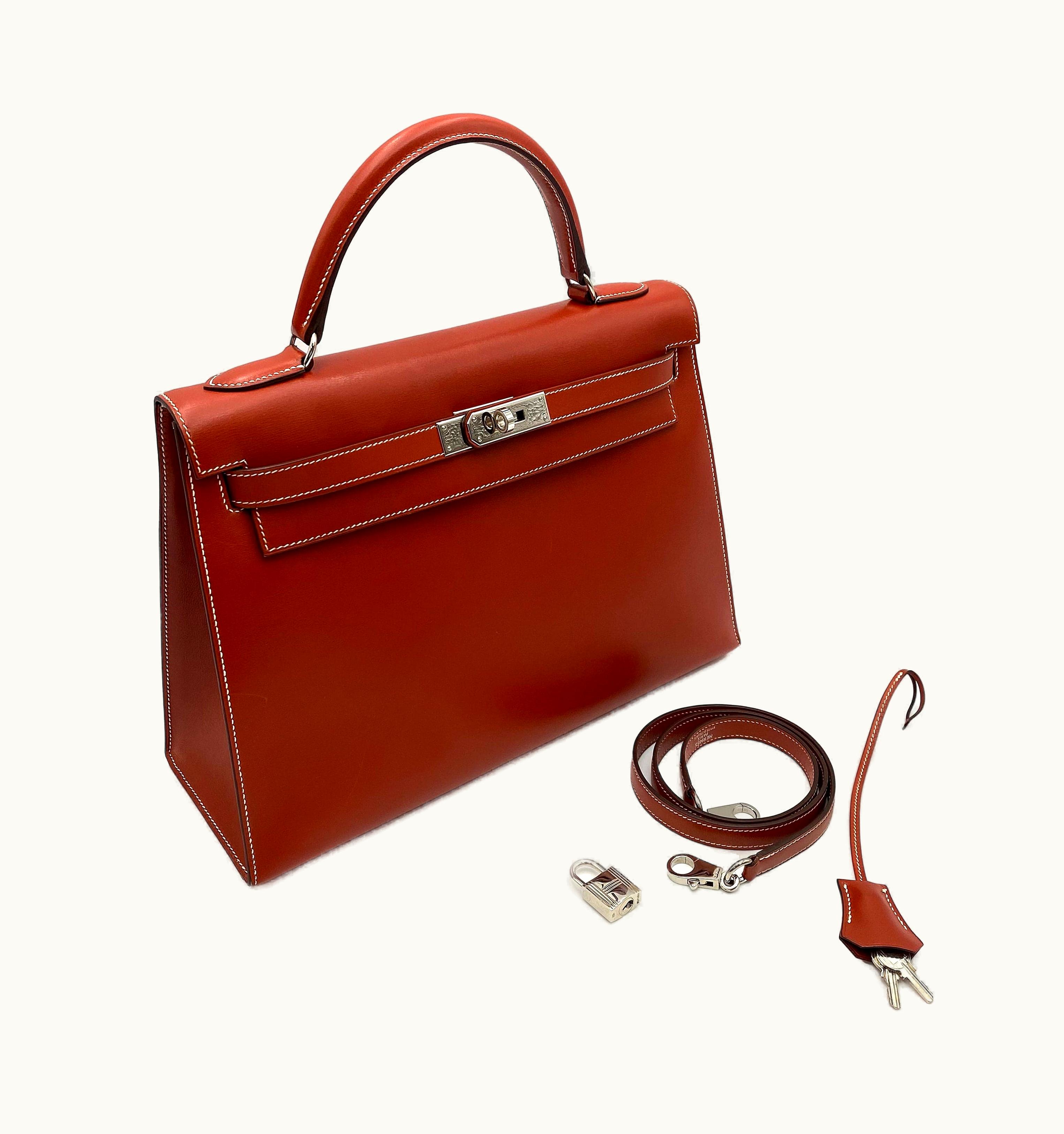 Hermès Hermès Kelly 32cm - Brique - Epsom - Retourne - Palladium (PHW)