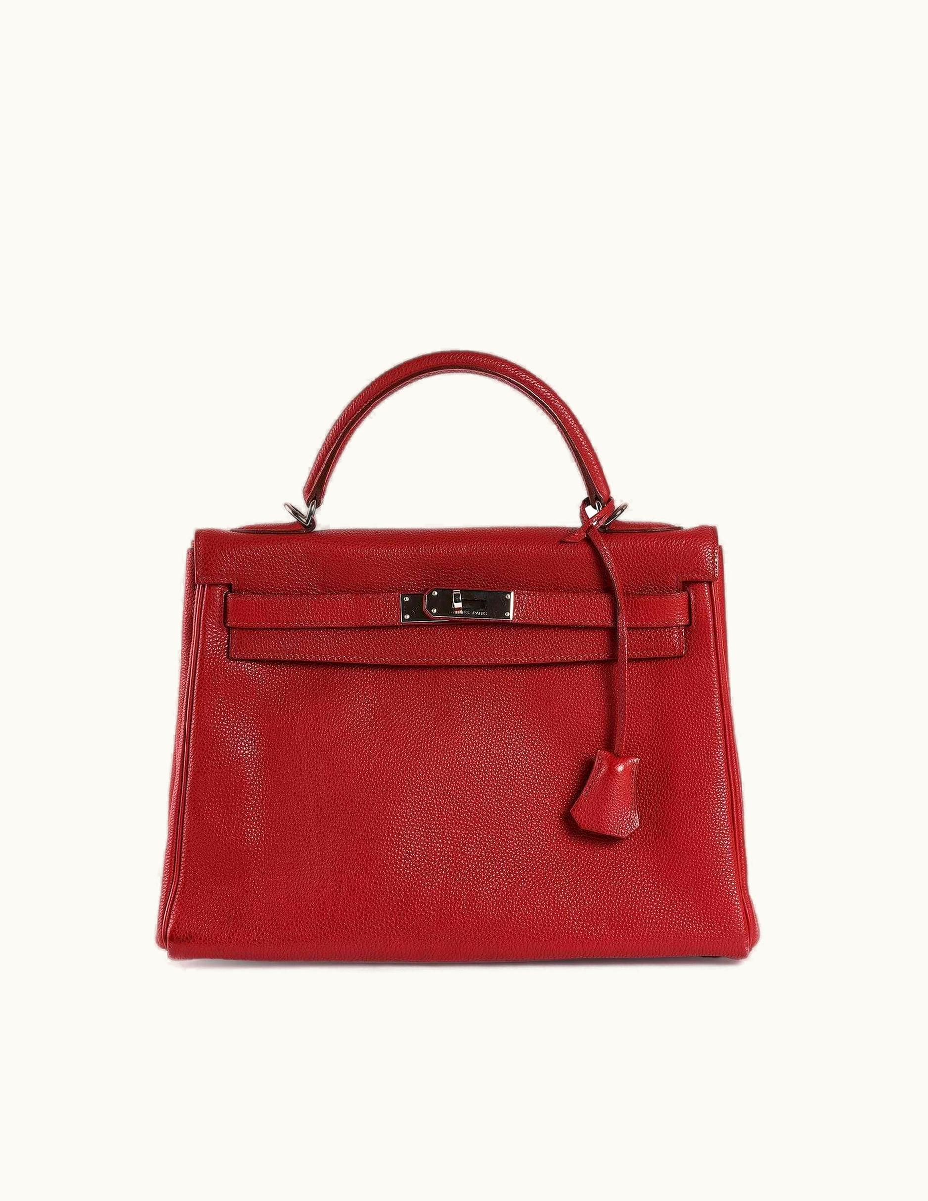 Hermès Hermès Kelly 32cm - Rouge Vif - Clemence - Retourne - Palladium (PHW)