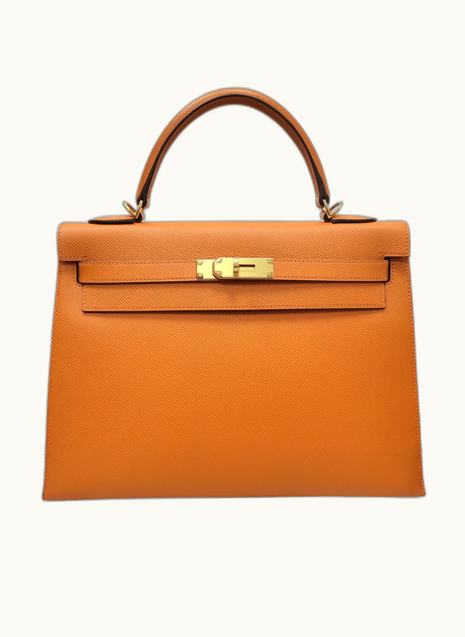 Hermès Hermès Kelly 32cm - Orange - Clemence - Sellier - Gold (GHW)