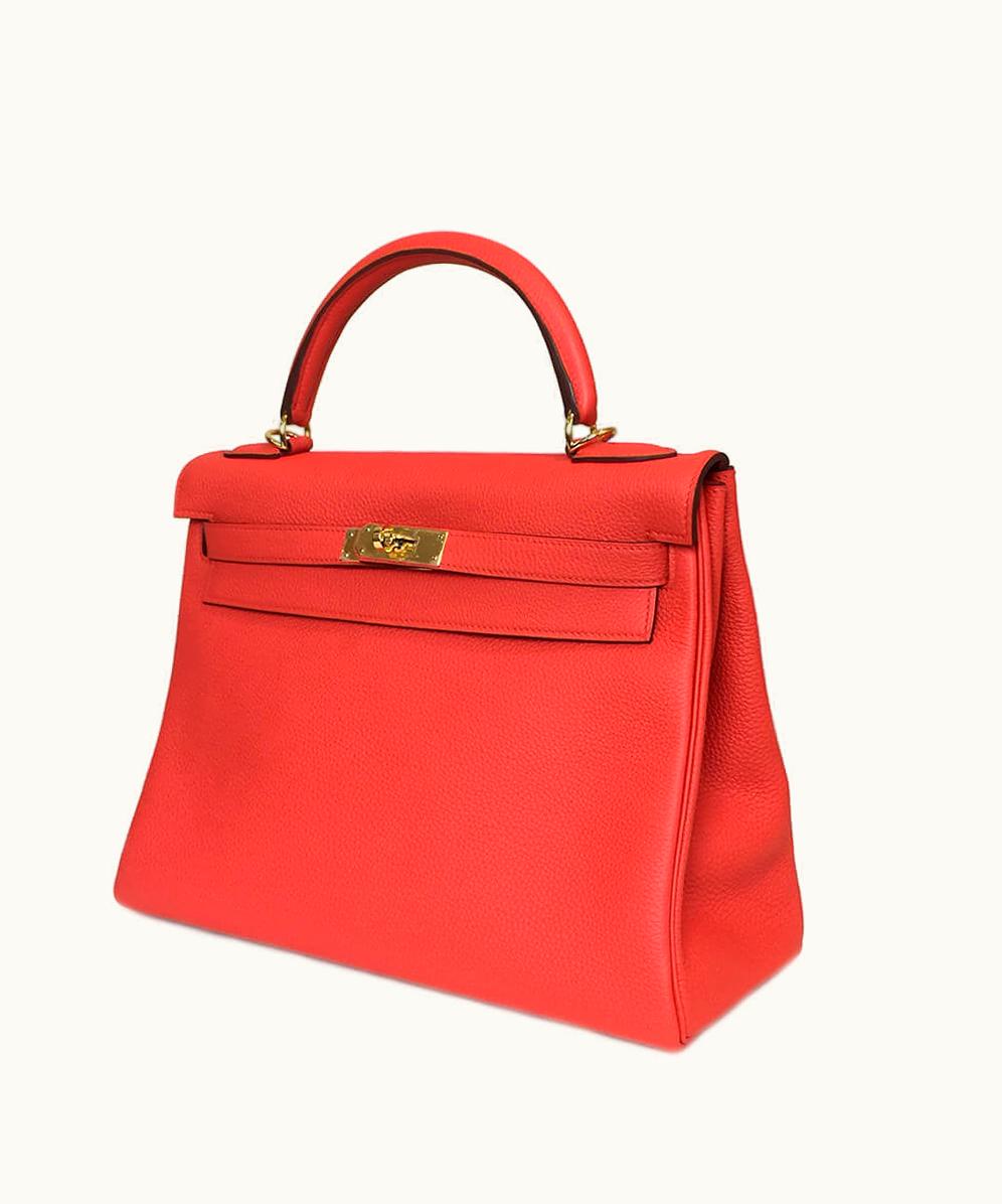 Hermès Hermès Kelly 32cm - Capucine - Clemence - Retourne - Gold (GHW)