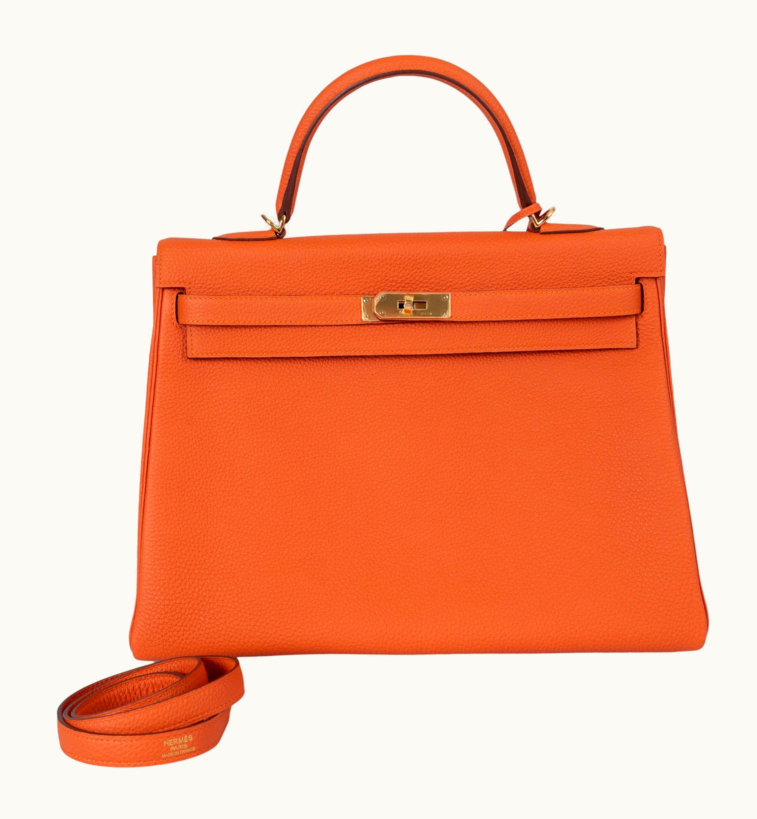 Hermès Hermès Kelly 32cm - Potiron - Clemence - Retourne - Gold (GHW)
