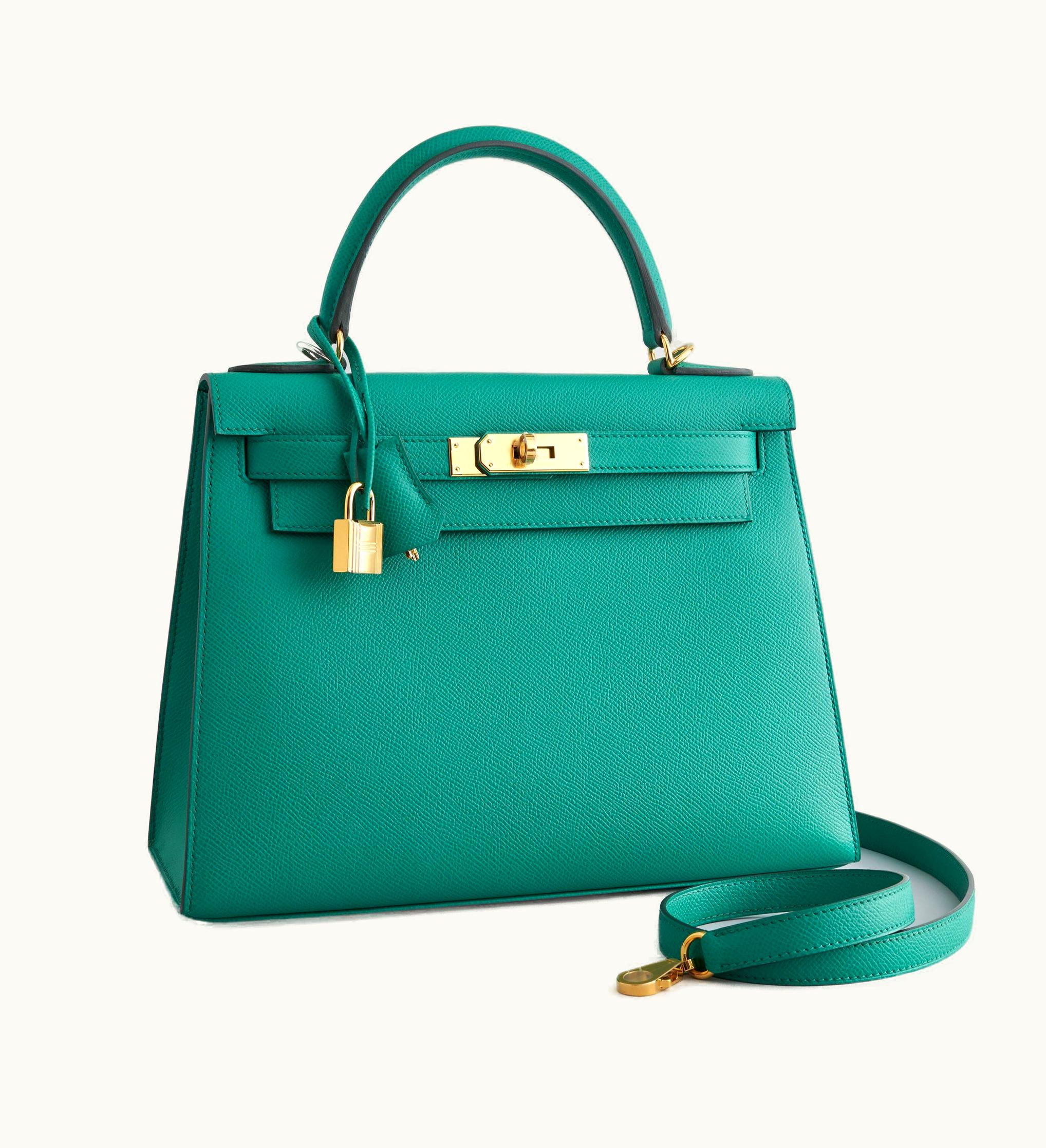 Hermès Hermès Kelly 32cm - Vert Jade - Clemence - Sellier - Gold (GHW)