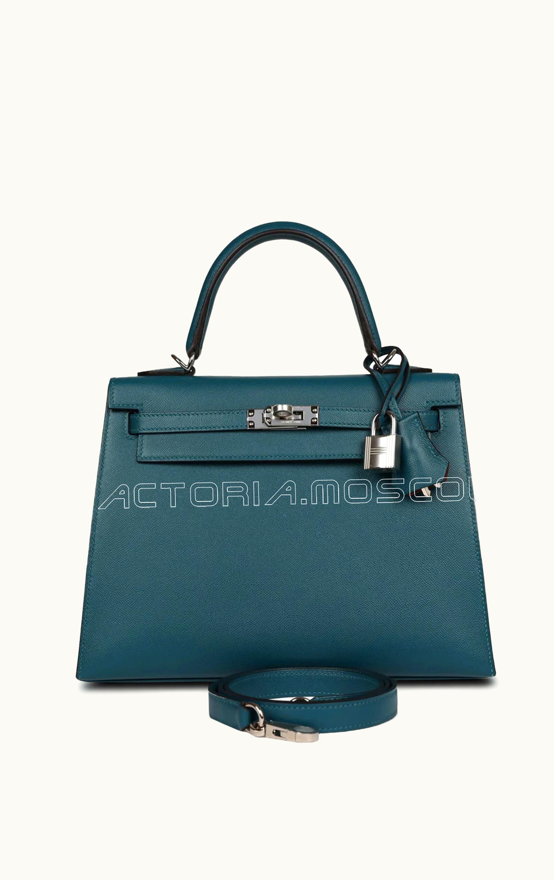 Hermès Hermès Kelly 32cm - Vert Bosphore - Epsom - Sellier - Palladium (PHW)