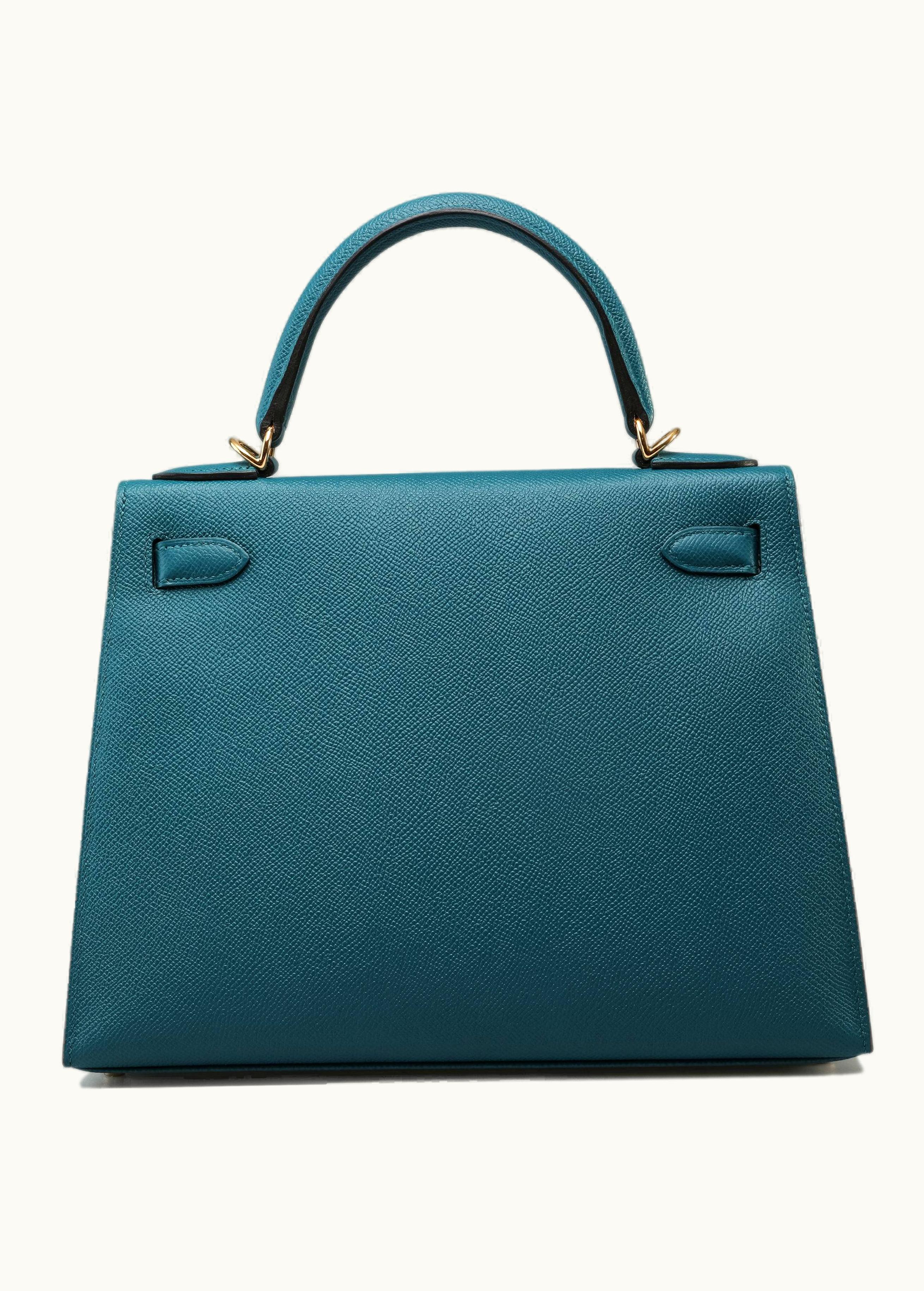 Hermès Hermès Kelly 32cm - Vert Bosphore - Swift - Sellier - Gold (GHW)