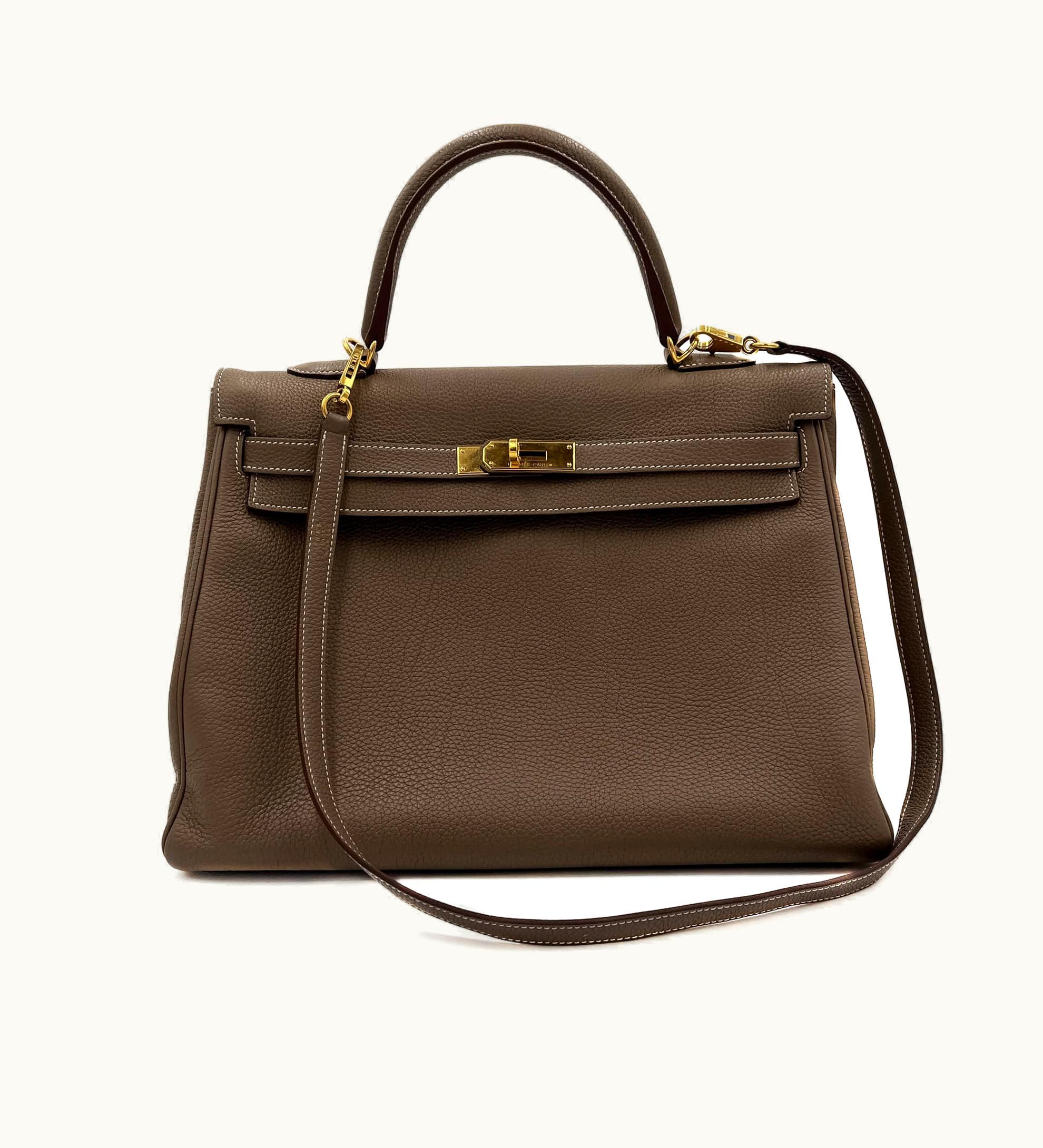 Hermès Hermès Kelly 32cm - Etoupe - Togo - Retourne - Gold (GHW)