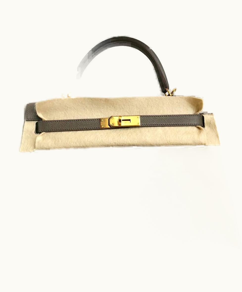Hermès Hermès Kelly 32cm - Etain - Clemence - Sellier - Gold (GHW)