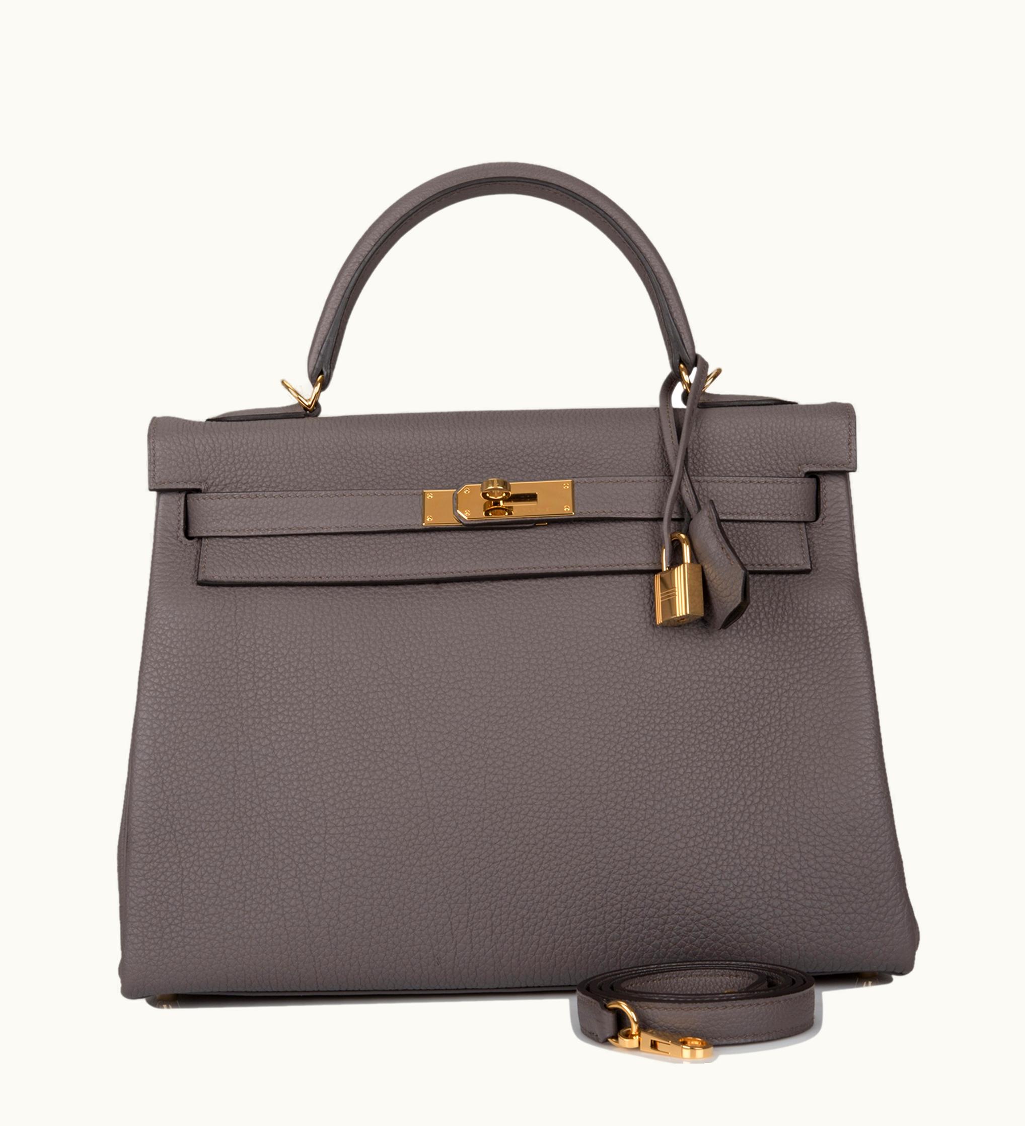 Hermès Hermès Kelly 32cm - Etain - Epsom - Retourne - Gold (GHW)