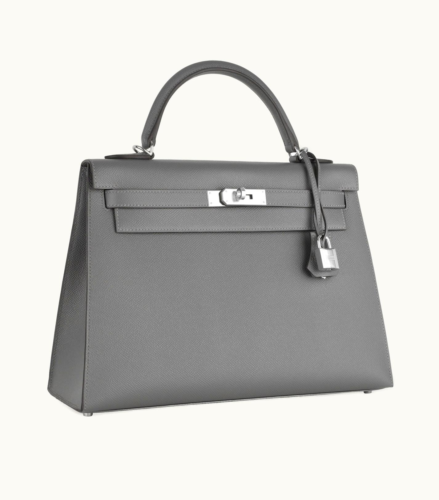 Hermès Hermès Kelly 32cm - Gris Meyer - Togo - Sellier - Palladium (PHW)