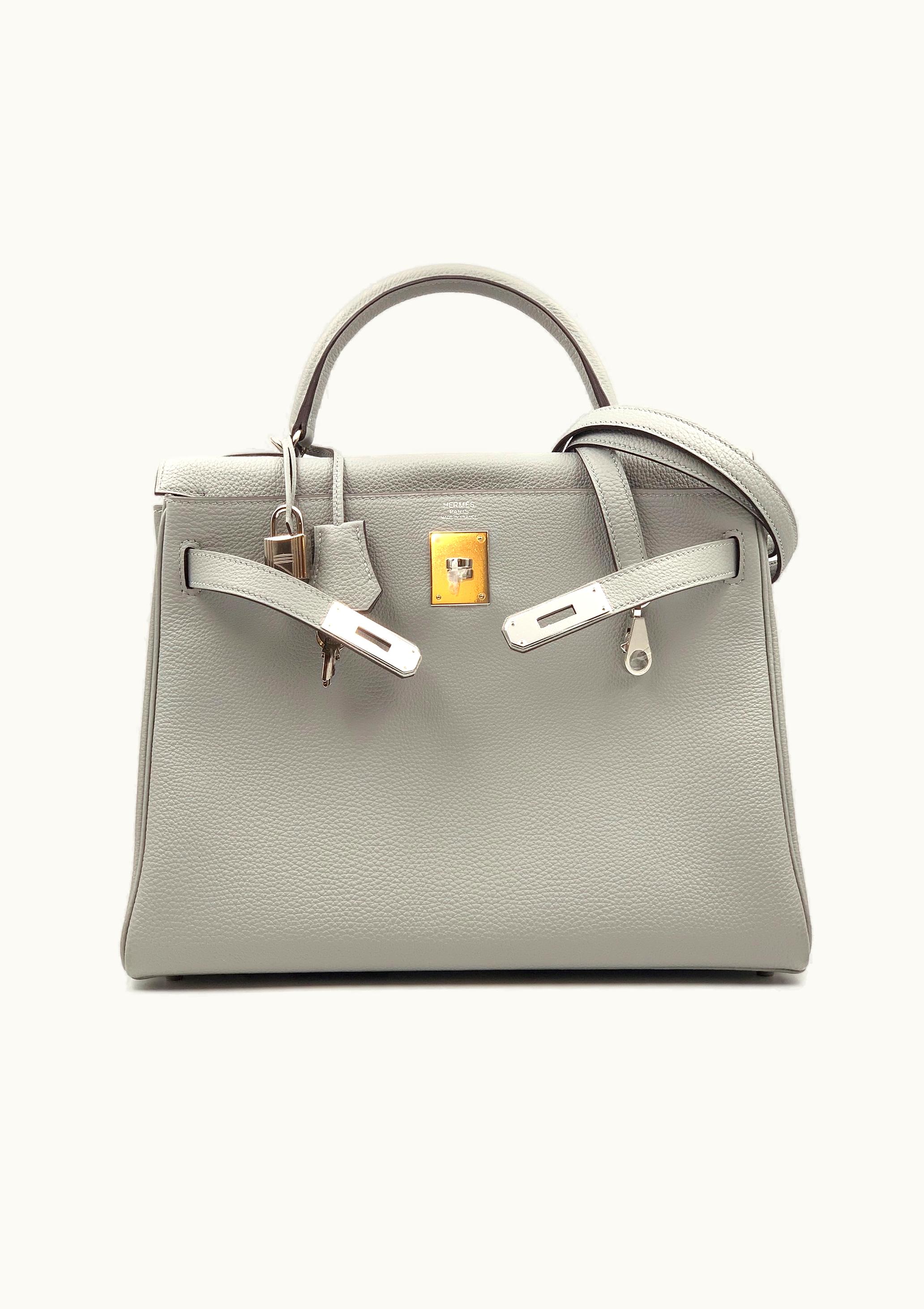 Hermès Hermès Kelly 32cm - Gris Mouette - Clemence - Retourne - Palladium (PHW)
