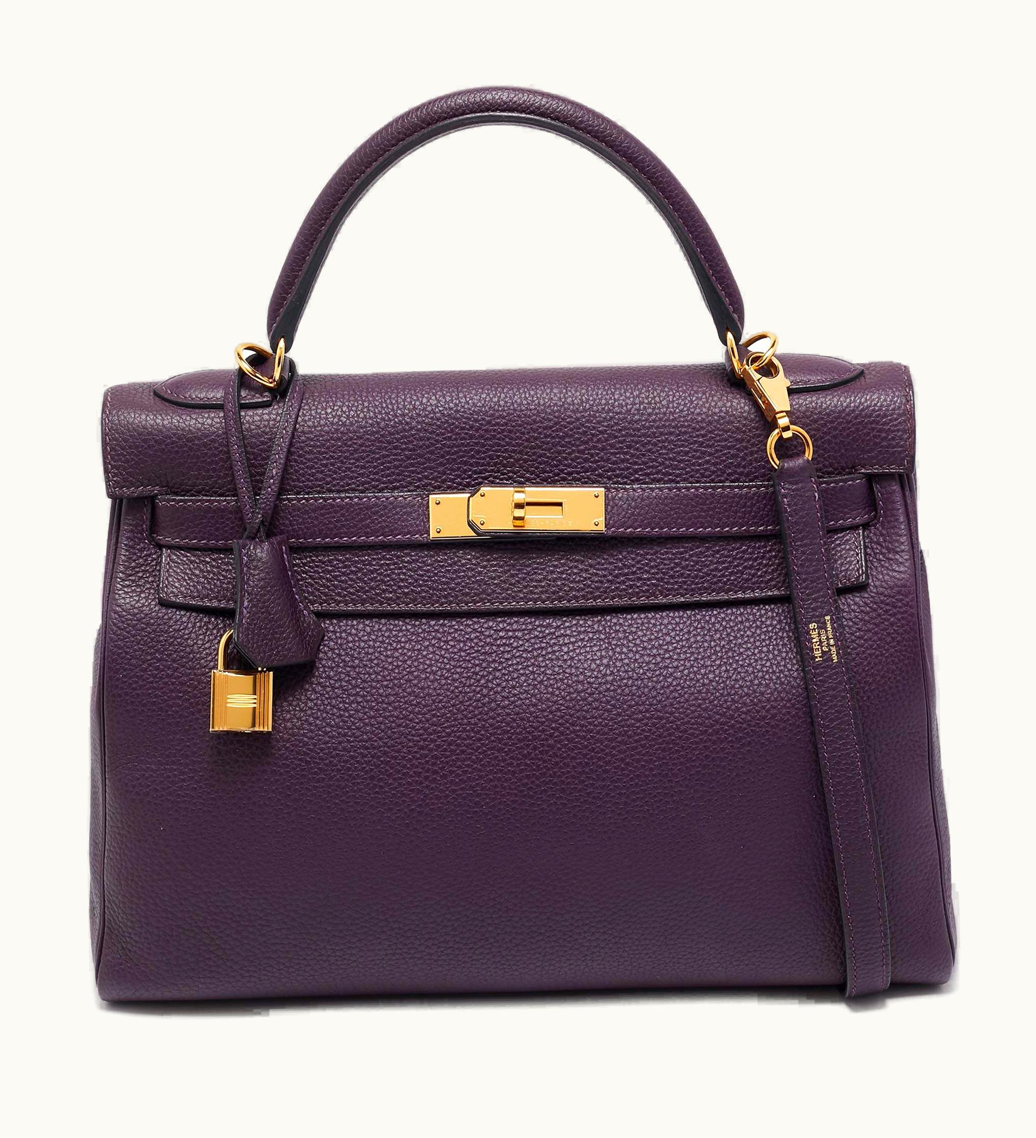Hermès Hermès Kelly 32cm - Raisin - Togo - Retourne - Gold (GHW)