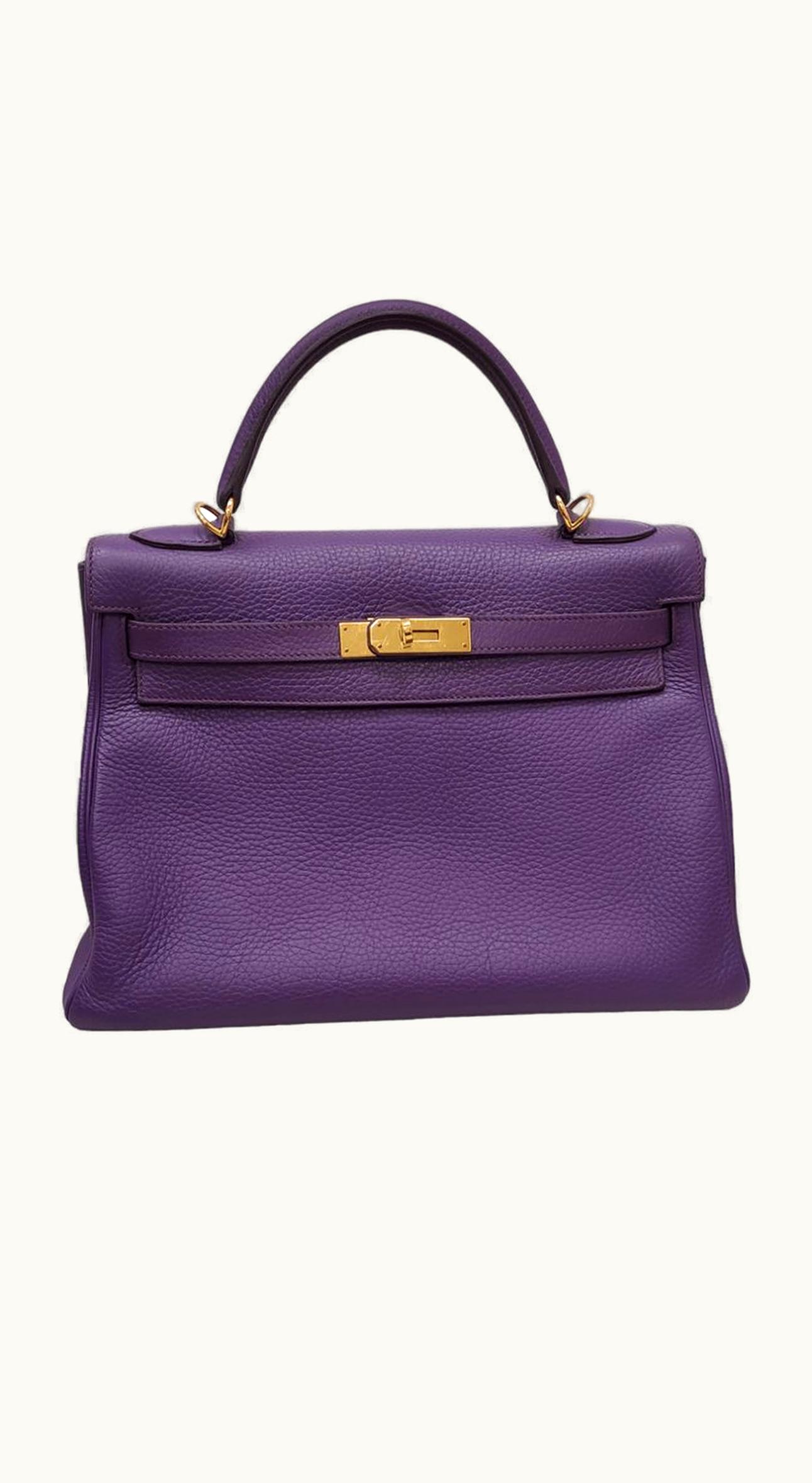 Hermès Hermès Kelly 32cm - Violet - Togo - Retourne - Gold (GHW)