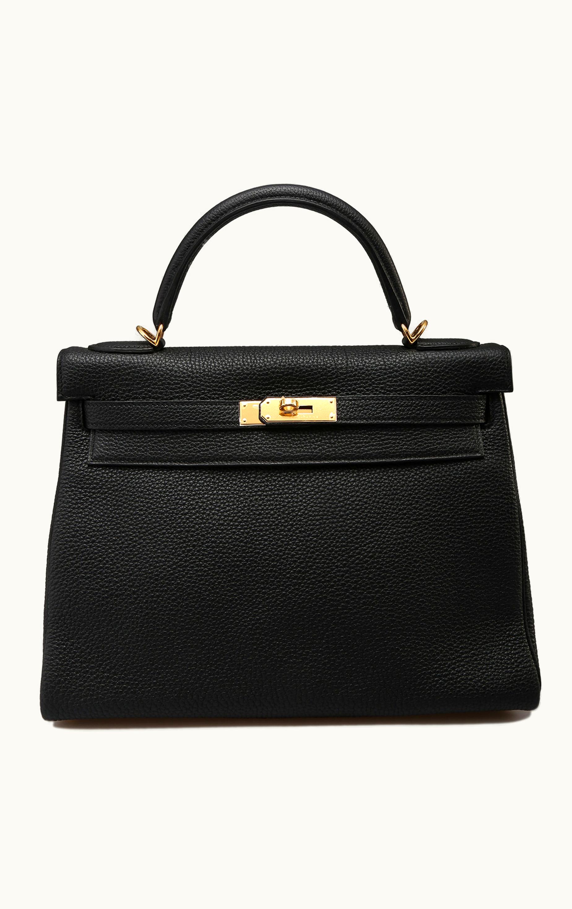 Hermès Hermès Kelly 32cm - Noir - Clemence - Retourne - Gold (GHW)