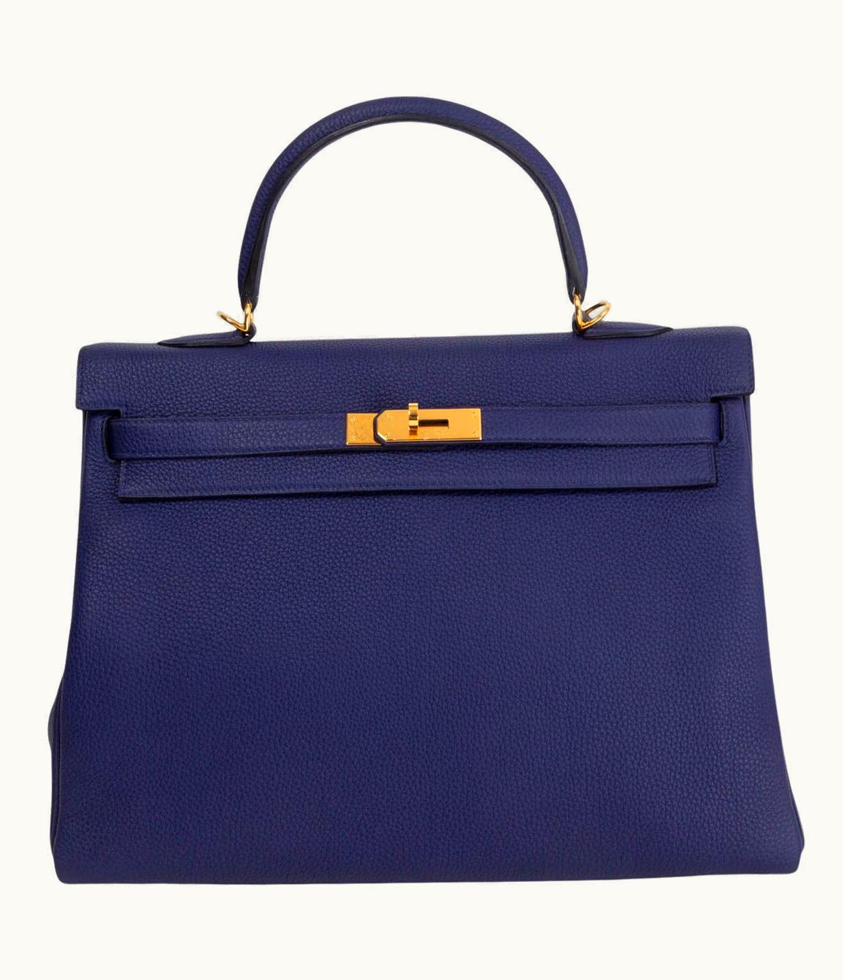 Hermès Hermès Kelly 35cm - Bleu Saphir - Swift - Sellier - Gold (GHW)