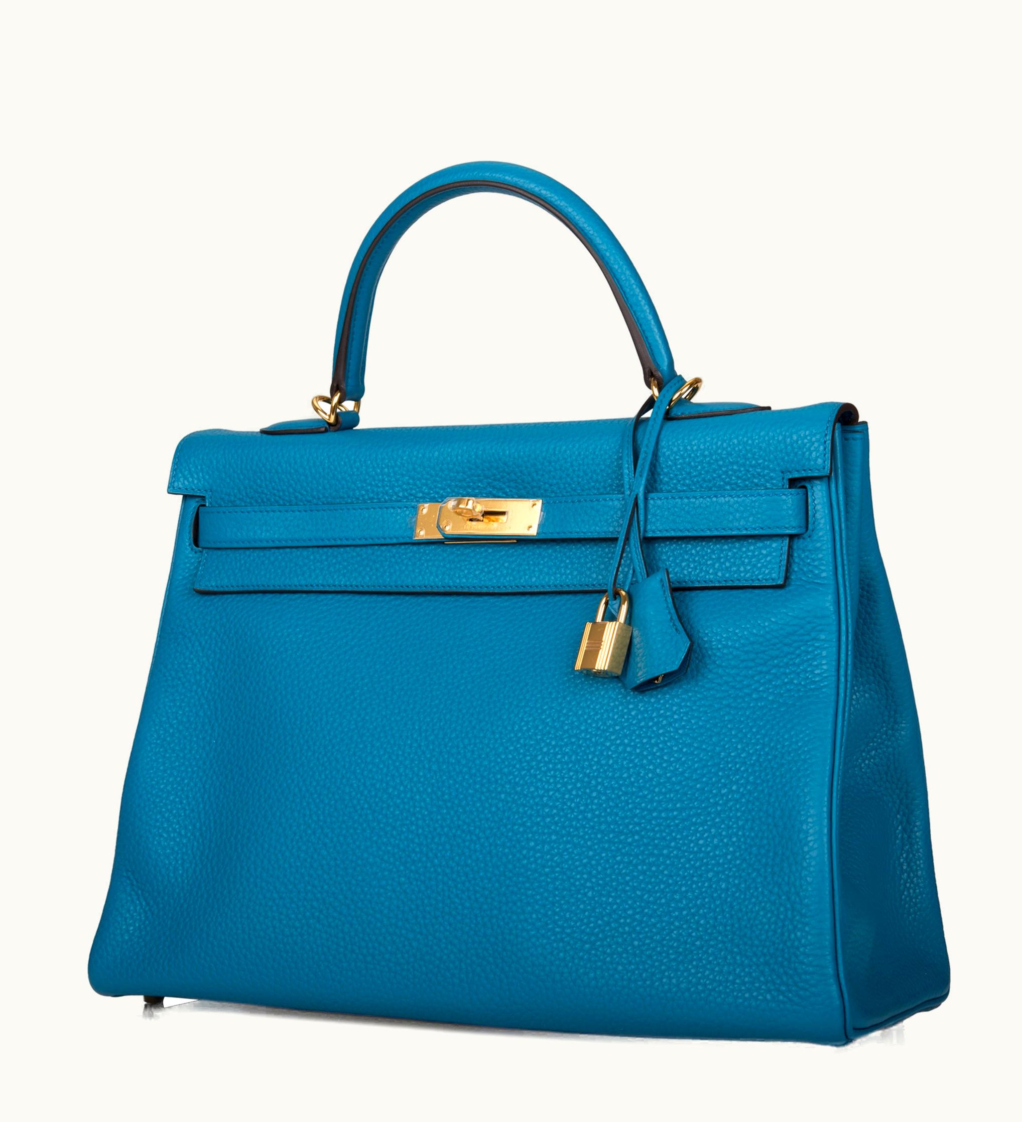 Hermès Hermès Kelly 35cm - Bleu Izmir - Clemence - Retourne - Gold (GHW)
