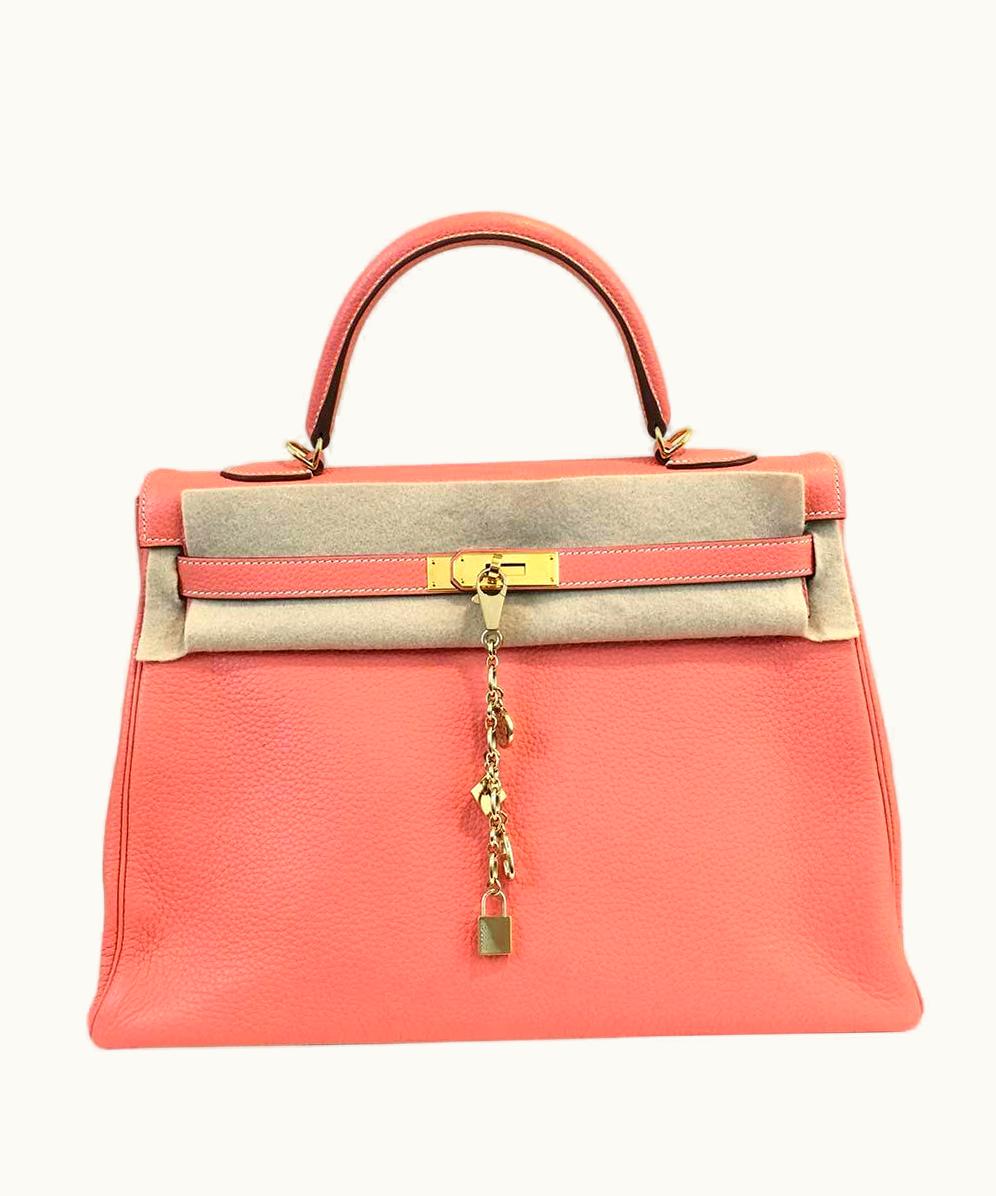 Hermès Hermès Kelly 35cm - Crevette - Swift - Retourne - Gold (GHW)