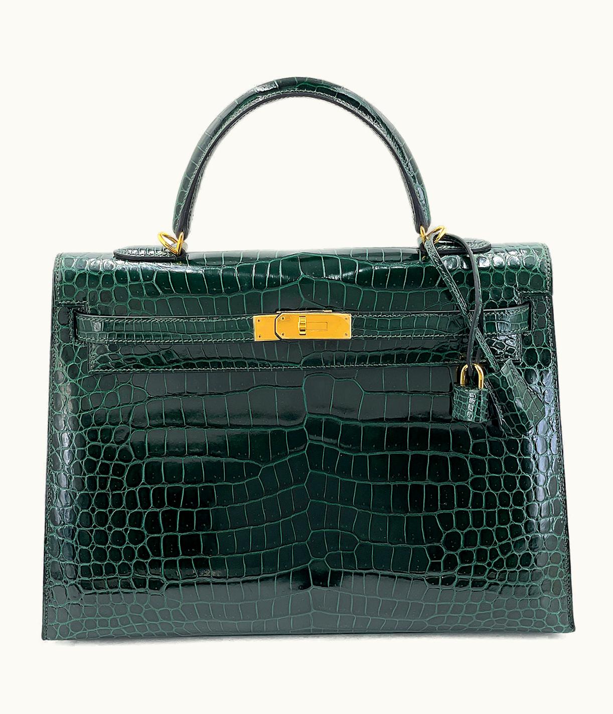 Hermès Hermès Kelly 35cm - Vert Cypres - Clemence - Sellier - Gold (GHW)